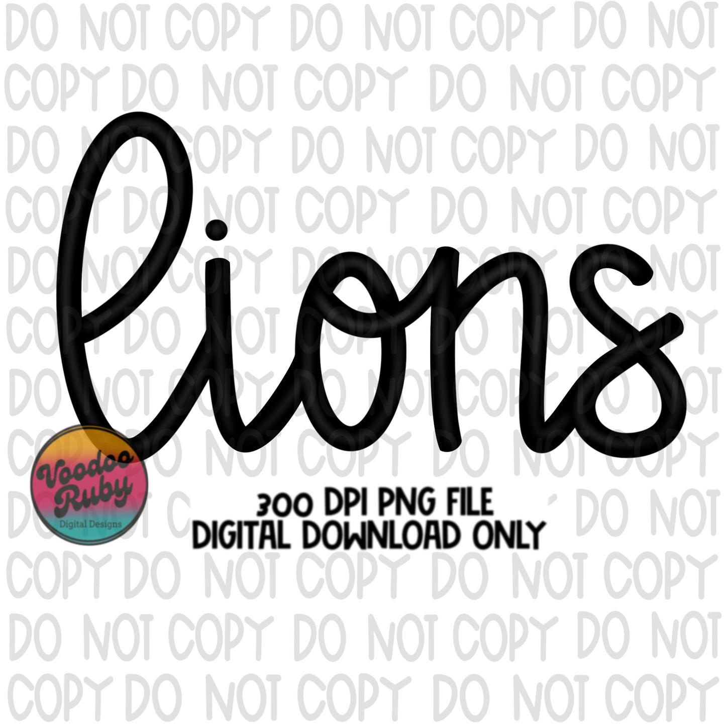 Lions SVG PNG: Hand Drawn Mascot, School Spirit (Digital Download)