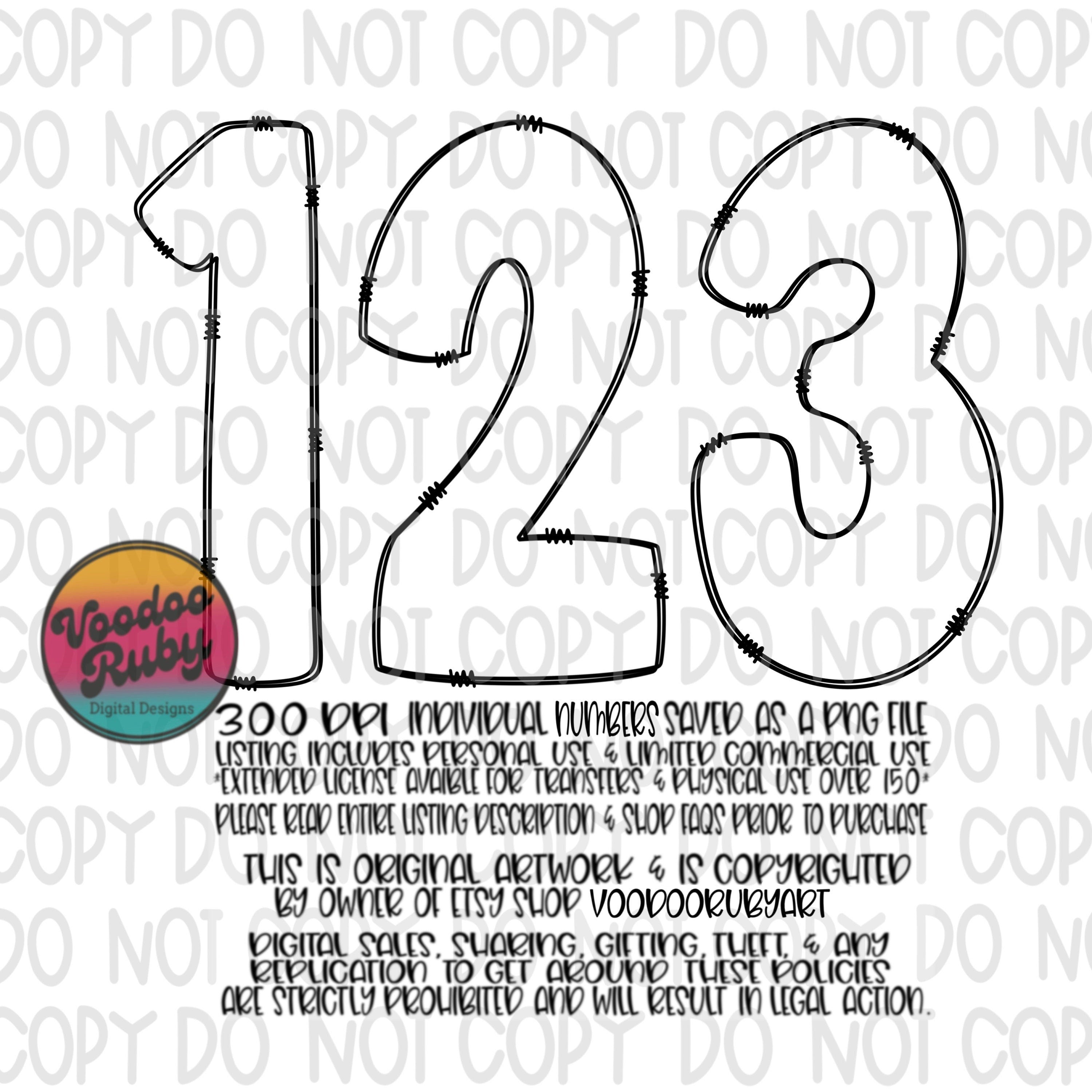 Doodle Numbers PNG Transparent Inside Bundle Hand Drawn Numbers Digita ...