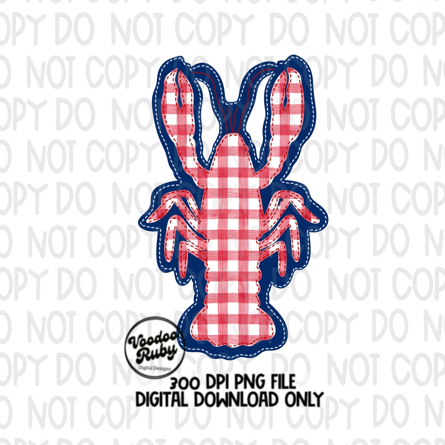 Crawfish PNG Design Embroidery Digital Download Faux Crawfish Applique DTF Printable Louisiana PNG Hand Drawn Crawfish Faux Embroidery