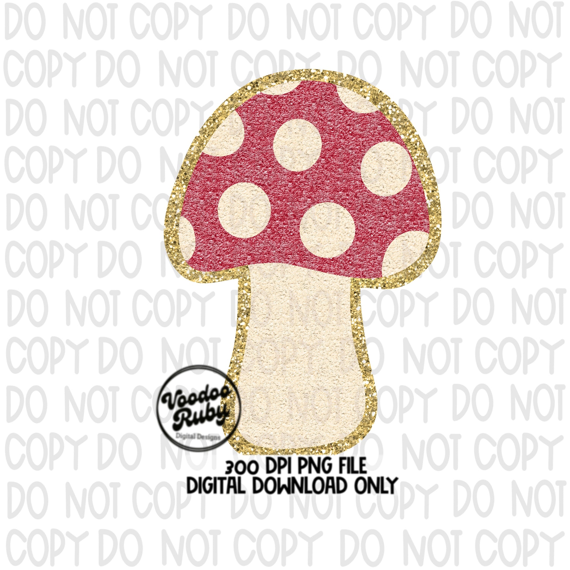 Mushroom PNG Faux Chenille Patch Hand Drawn Retro Mushroom dtf Printable Mushroom Clip Art