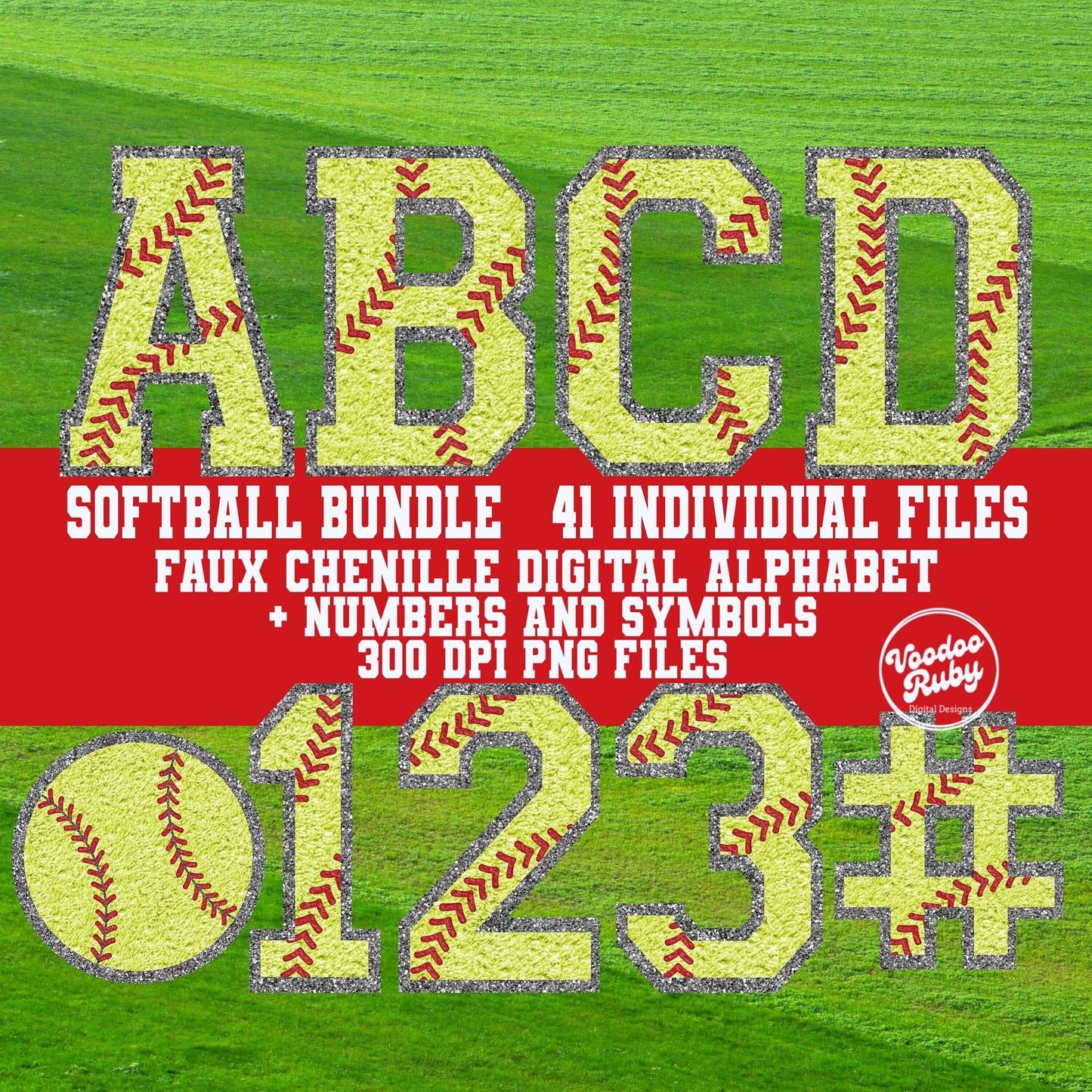 Faux Chenille Letters PNG Softball Bundle Faux Chenille Patches Digital Download Sublimation Sports Letters PNG Alpha Pack DTF Printable