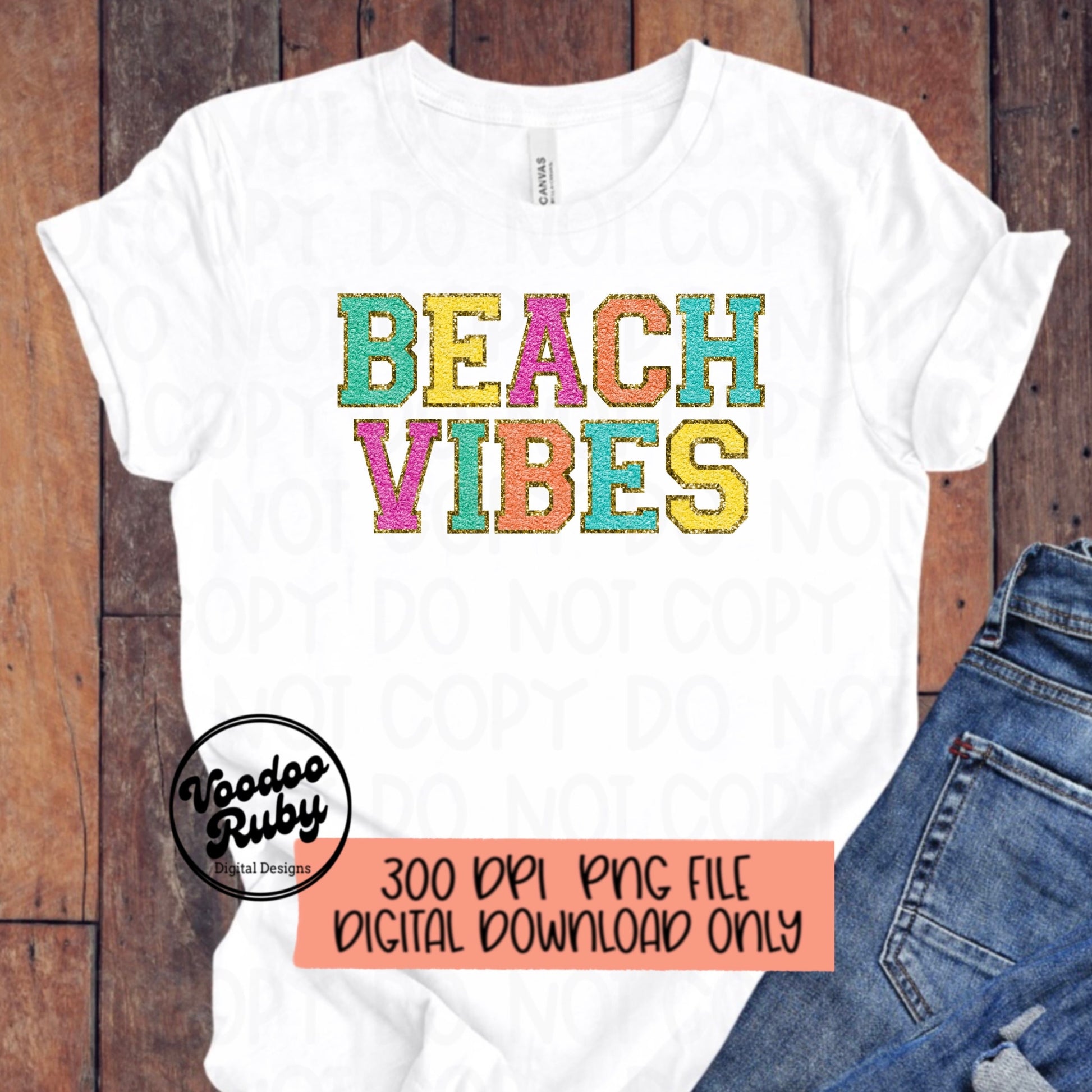 Beach Vibes PNG Design Chenille Letter Patches Digital Downlod Chenille Letters png DTF Printable Summer Clip Art