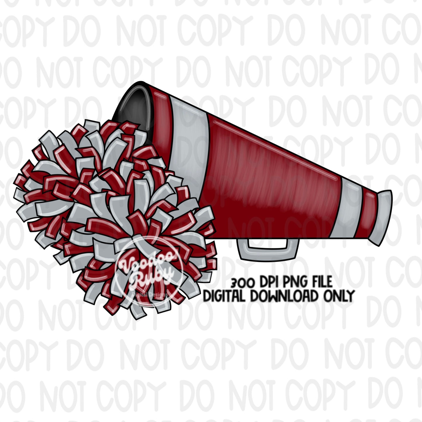 Cheer PNG Design Maroon and Gray Team Hand Drawn Digital Download Sublimation Blanks Png Cheerleader Megaphone DTF Printable