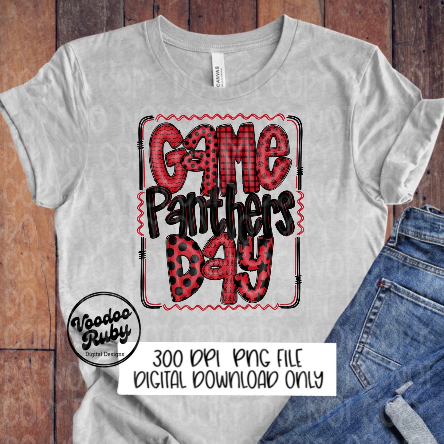 Panthers PNG Design Hand Drawn Digital Download Sublimation Game Day PNG Black Red Panthers Game Day Doodle Letters Football DTF Printable