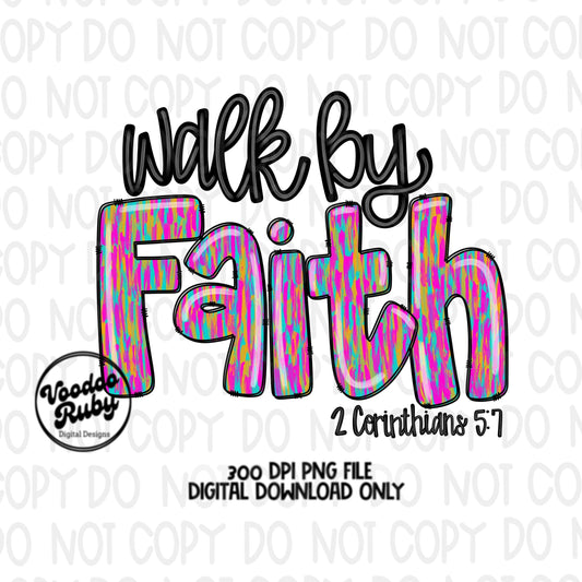 Faith PNG Design Hand Drawn Digital Download Summer Jesus PNG Walk By Faith PNG Sublimation Christian png dtf Printable 2 Corinthians 5 7