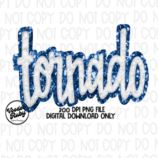Tornado PNG Design Hand Drawn Digital Download Sublimation Faux Chenille PNG Blue and White Football png Tornado DTF Printable Tornado Cheer