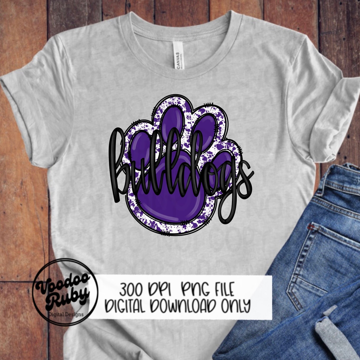 Bulldogs PNG Design Hand Drawn Digital Download Football png Purple Bulldogs Paw Mascot DTF Printable Clip Art Cheer png Spirit Shirt png