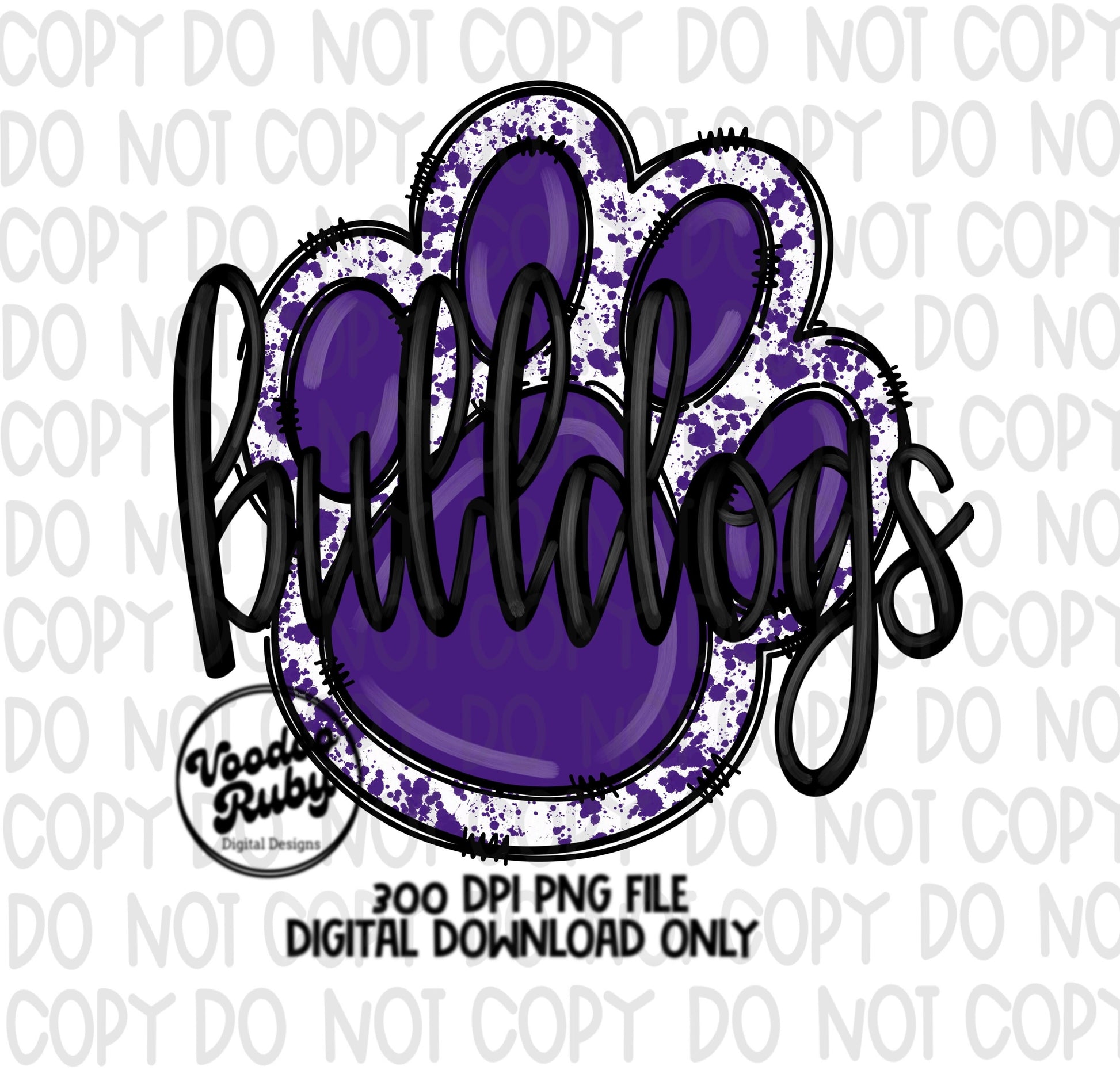Bulldogs PNG Design Hand Drawn Digital Download Football png Purple Bulldogs Paw Mascot DTF Printable Clip Art Cheer png Spirit Shirt png