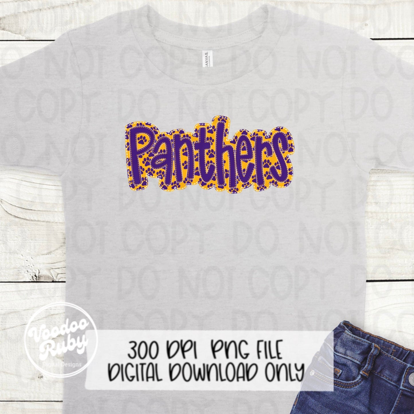 Panthers PNG Design Embroidery Faux Applique Hand Drawn Digital Download Sublimation Panthers DTF Printable Mascot Football