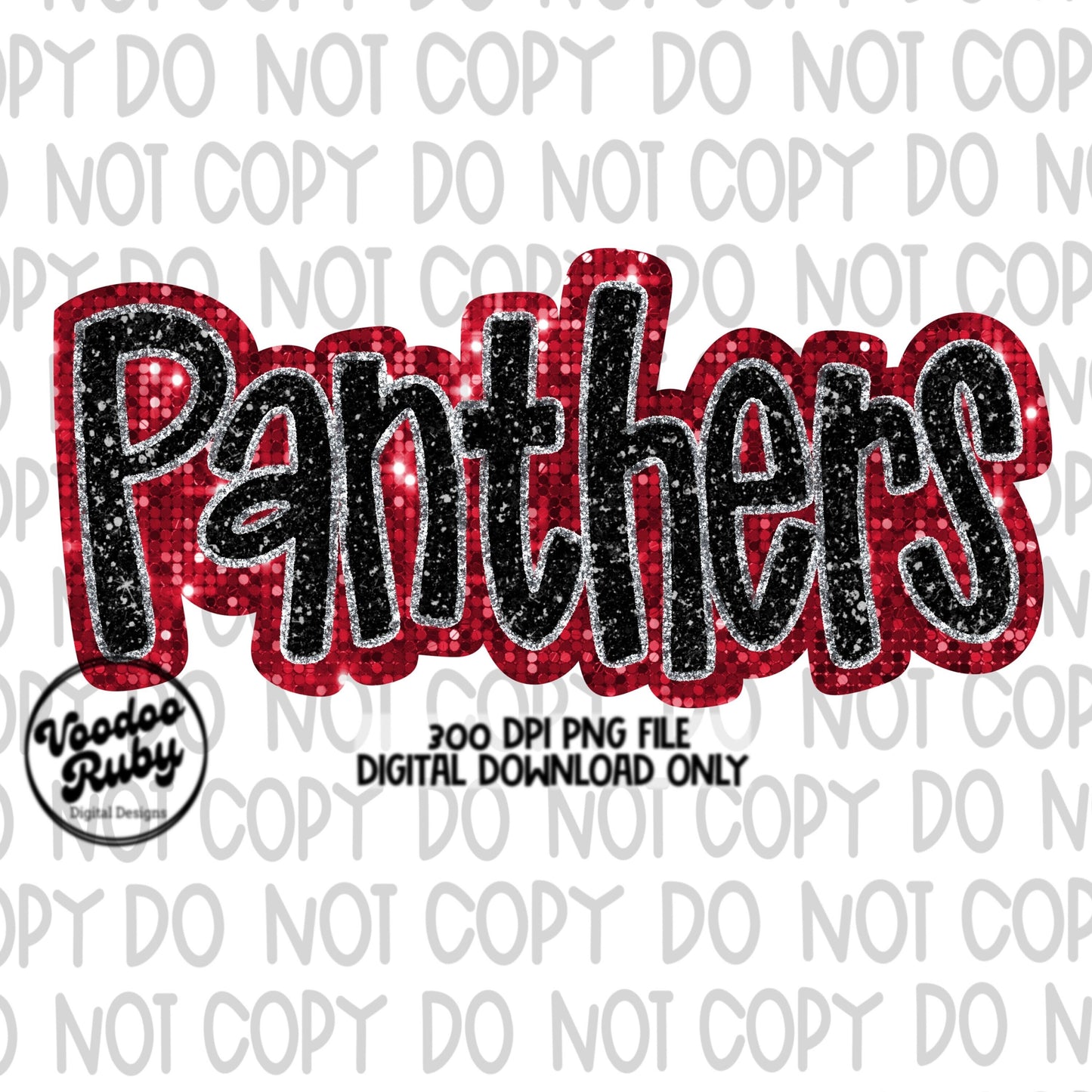 Panthers PNG Design Sequins Glitter Hand Drawn Digital Download Faux Sequins Patch PNG Printable Faux Appliqué Panthers Football DTF