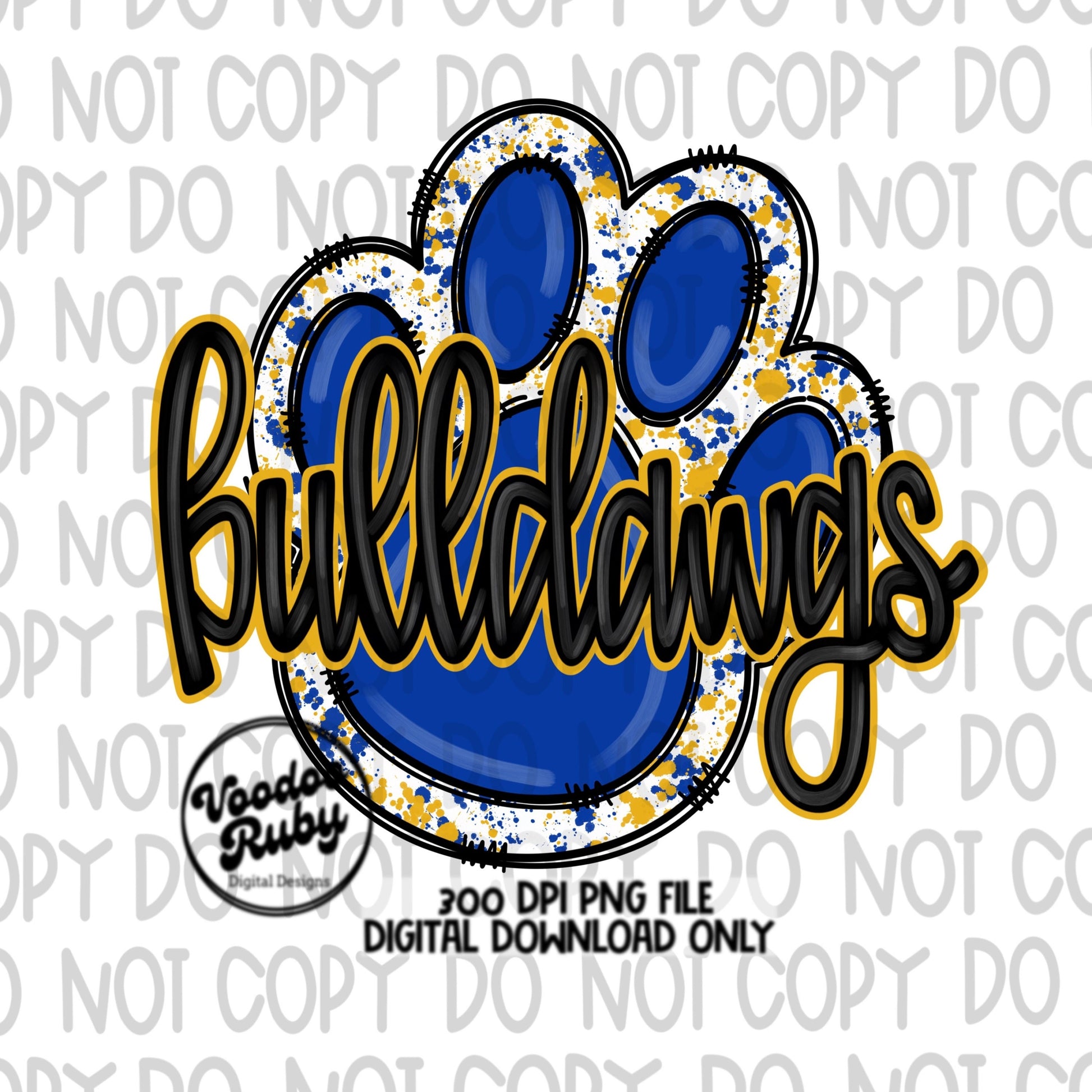 Bulldawgs Paw Mascot PNG: Hand Drawn Sublimation Design (Digital Download)