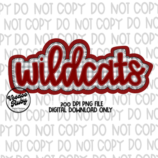 Wildcats PNG Design Embroidery Faux Applique Hand Drawn Digital Download Sublimation Wildcats PNG Football png Wildcats DTF Printable