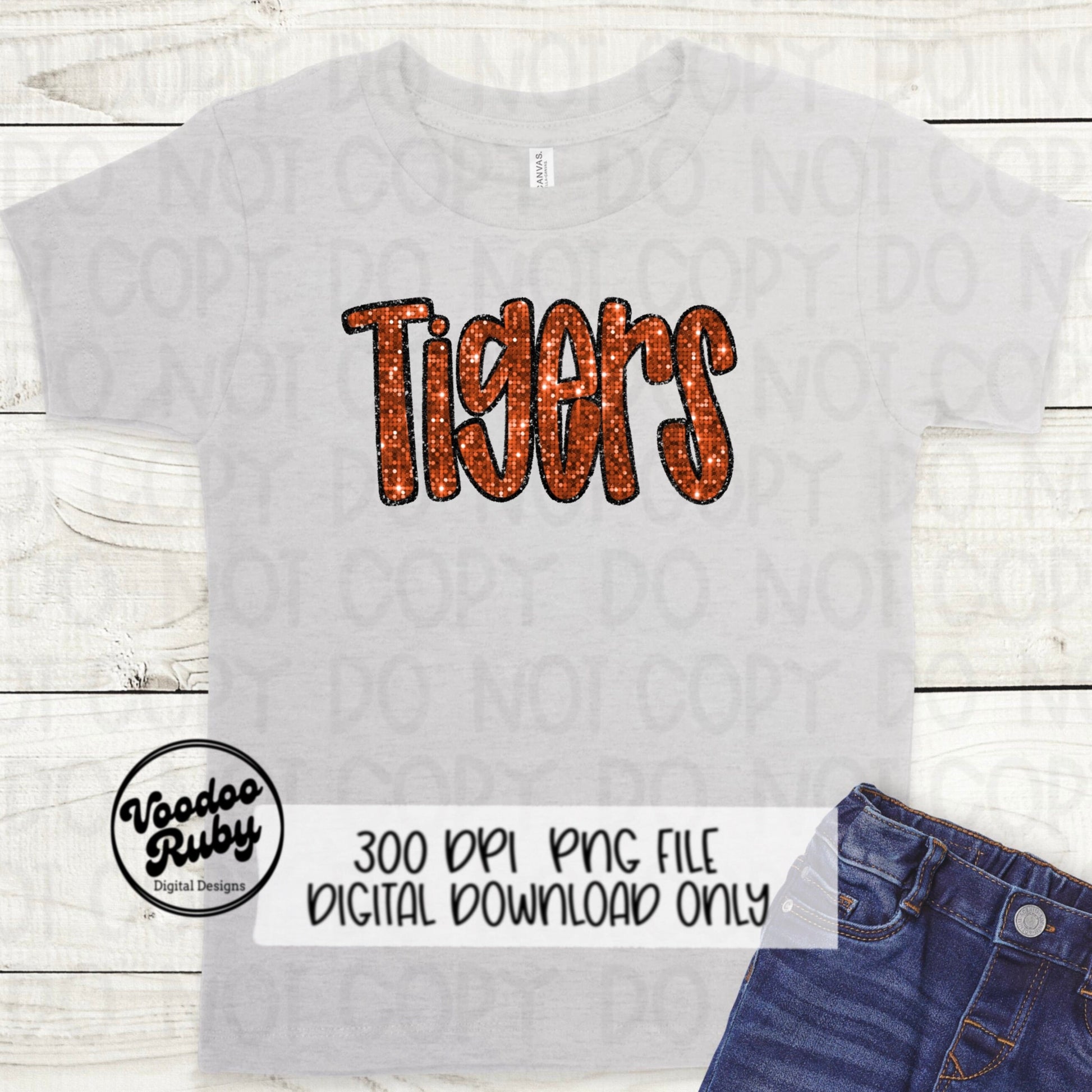 Tigers PNG Design Sequins Glitter Hand Drawn Digital Download Faux Sequins Patch PNG Printable Clip Art Faux Appliqué Tigers Football DTF