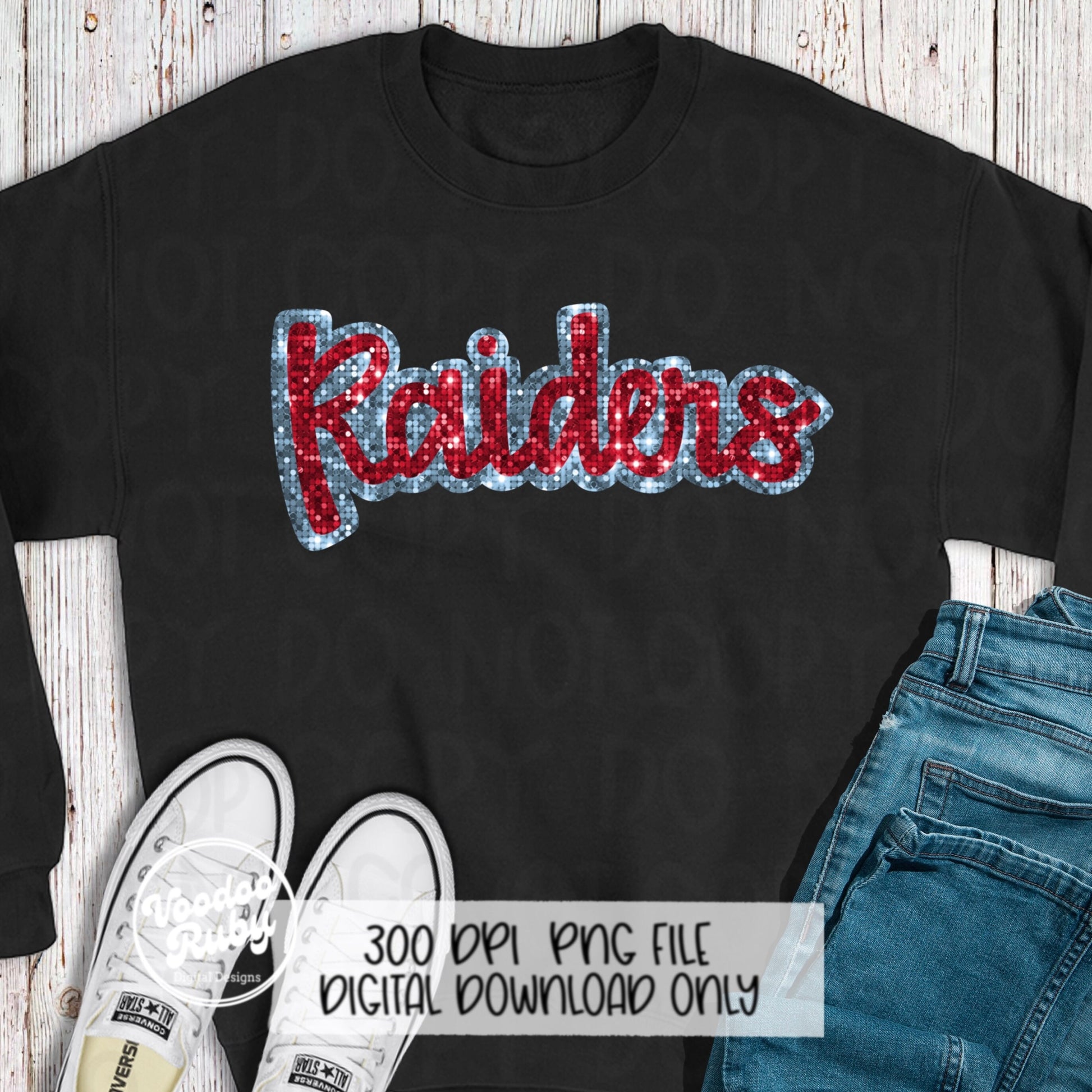 Raiders PNG Design Sequins Glitter Hand Drawn Digital Download Faux Sequins Patch PNG Printable Clip Art Faux Appliqué Raiders Football DTF