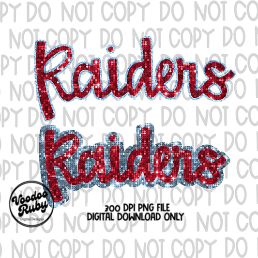 Raiders PNG Design Sequins Glitter Hand Drawn Digital Download Faux Sequins Patch PNG Printable Clip Art Faux Appliqué Raiders Football DTF
