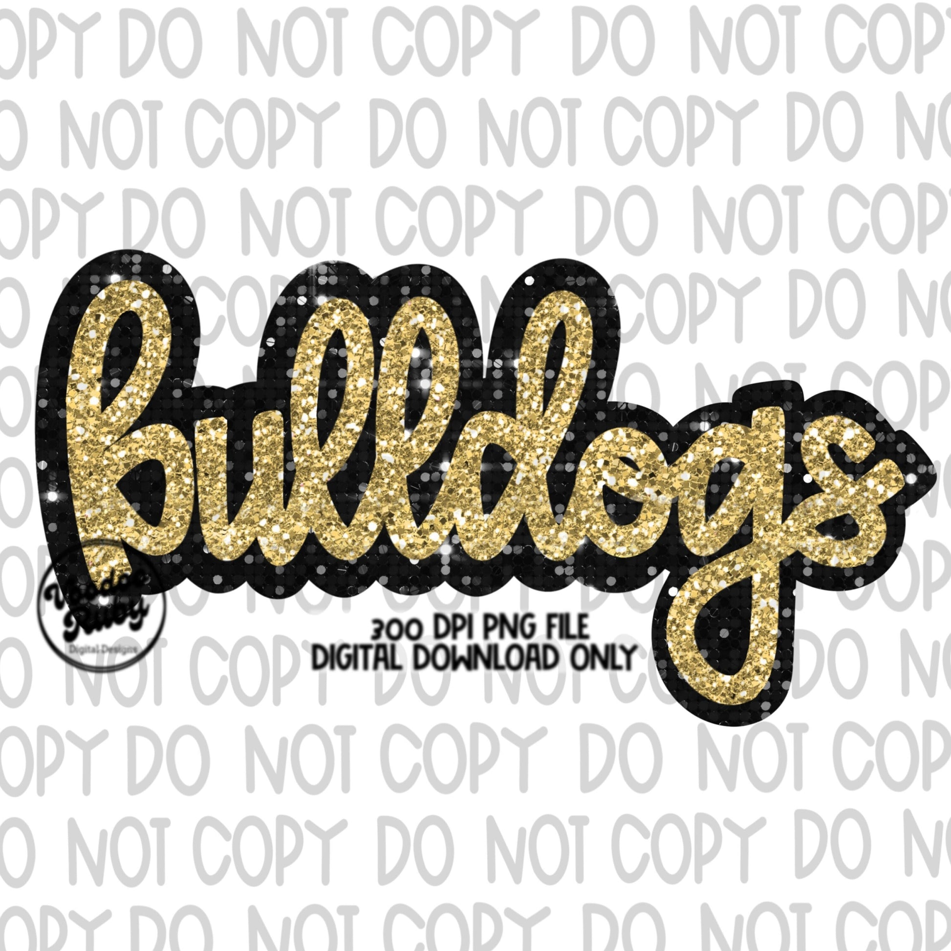 Bulldogs PNG Design Sequins Glitter Hand Drawn Digital Download Faux Sequins Patch PNG Printable Clip Art Faux Appliqué Bulldog Football DTF