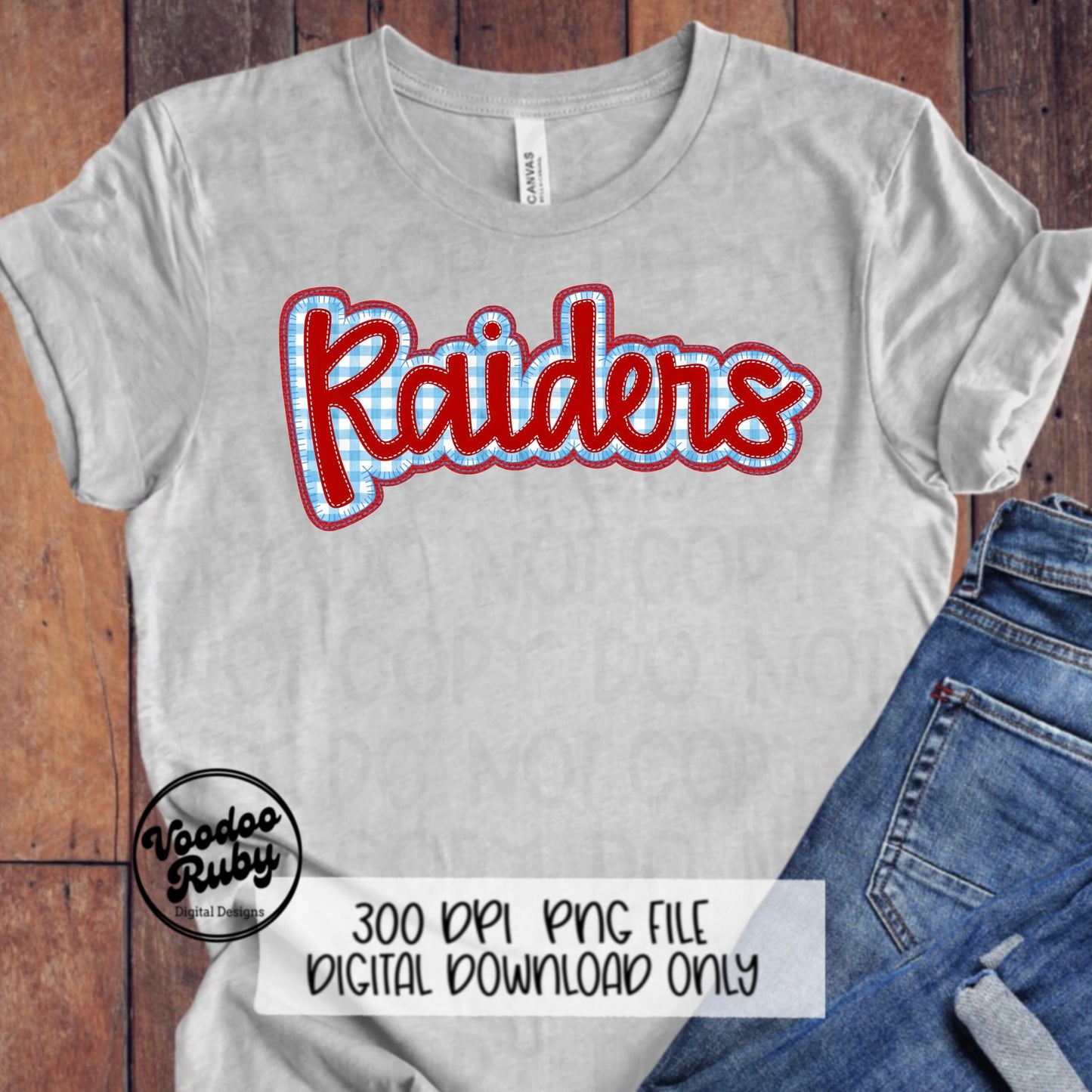 Raiders PNG Design Embroidery Faux Applique Hand Drawn Digital Download Sublimation Raiders PNG Football png Blue Red Raiders DTF Printable