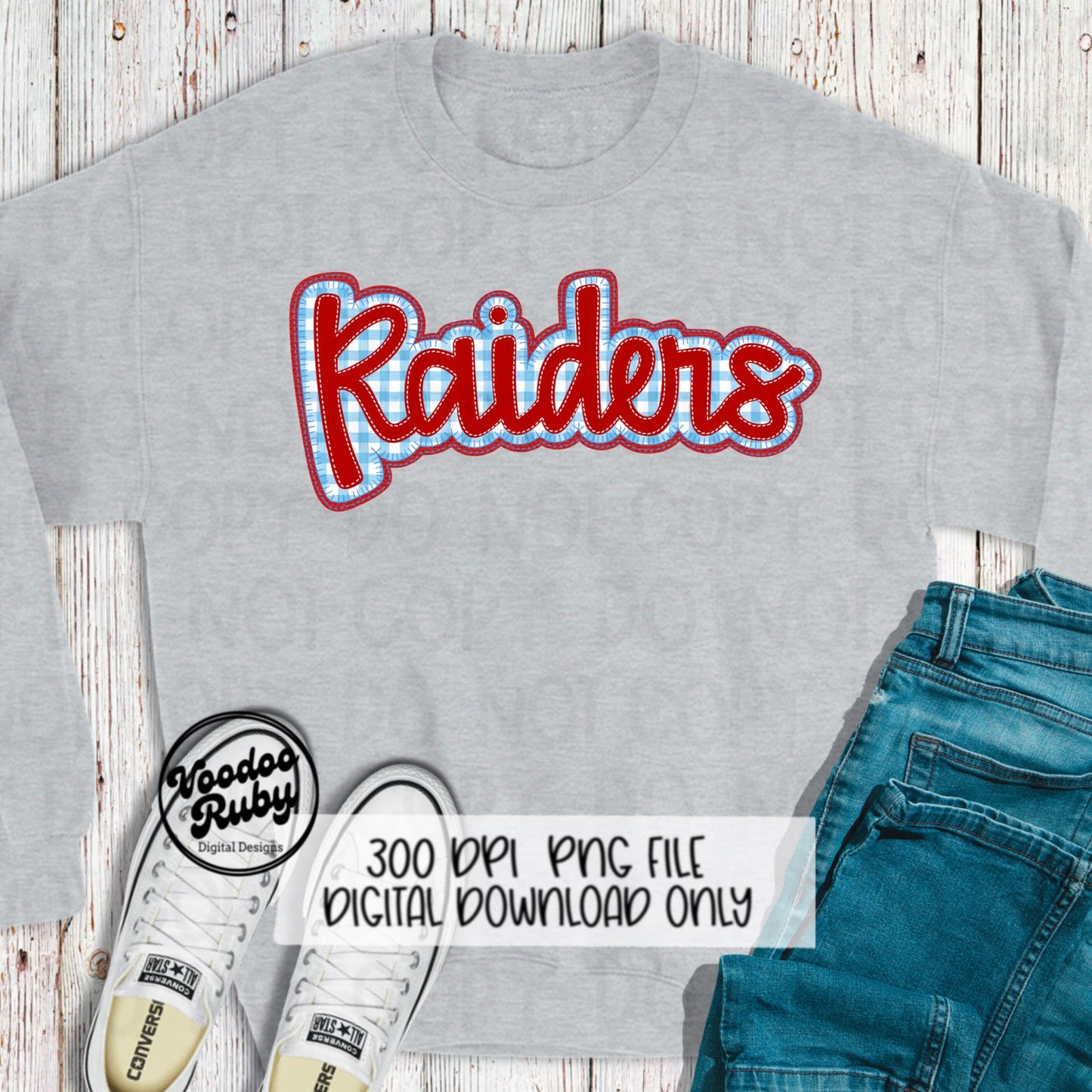 Raiders PNG Design Embroidery Faux Applique Hand Drawn Digital Download Sublimation Raiders PNG Football png Blue Red Raiders DTF Printable