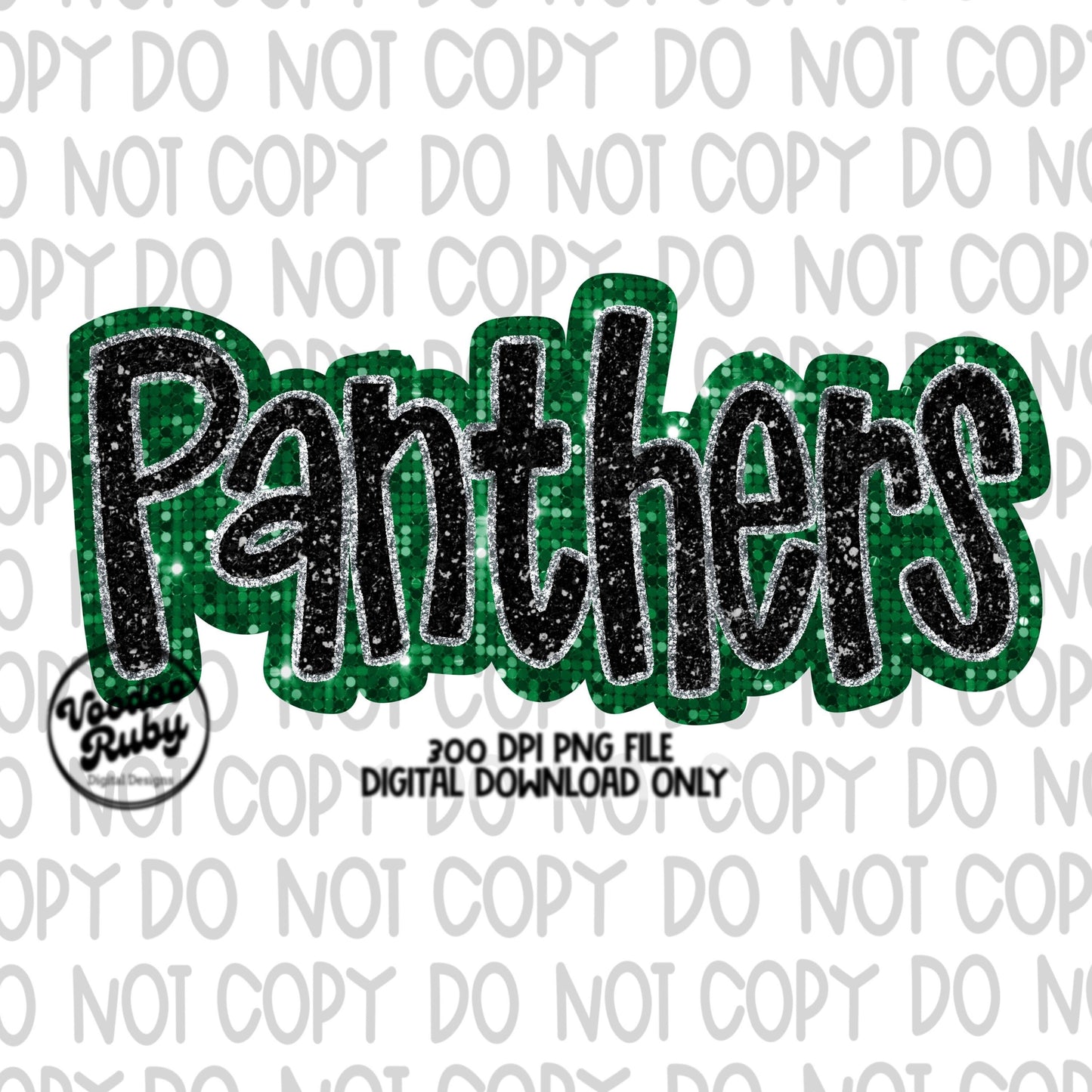 Panthers PNG Design Sequins Glitter Hand Drawn Digital Download Faux Sequins Patch PNG Printable Faux Appliqué Panthers Football DTF
