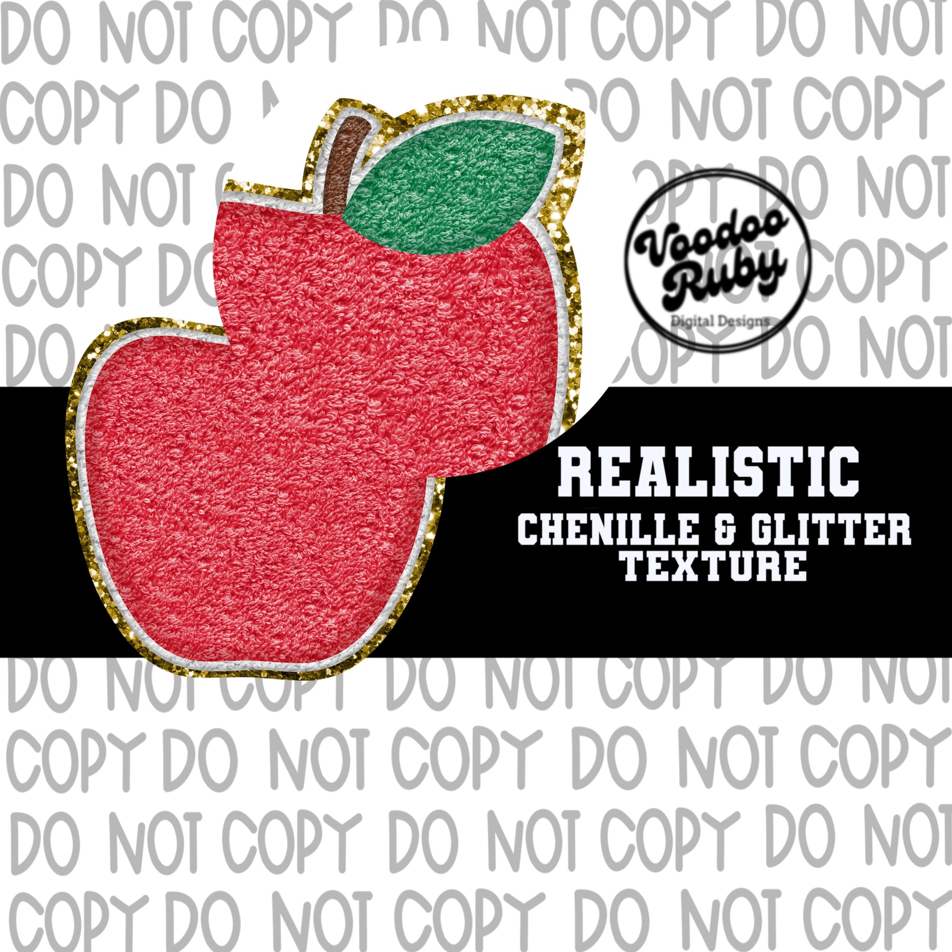 Apple PNG Faux Chenille Patch Design Hand Drawn Digital Download Sublimation Teacher png Back to School DTF Printable