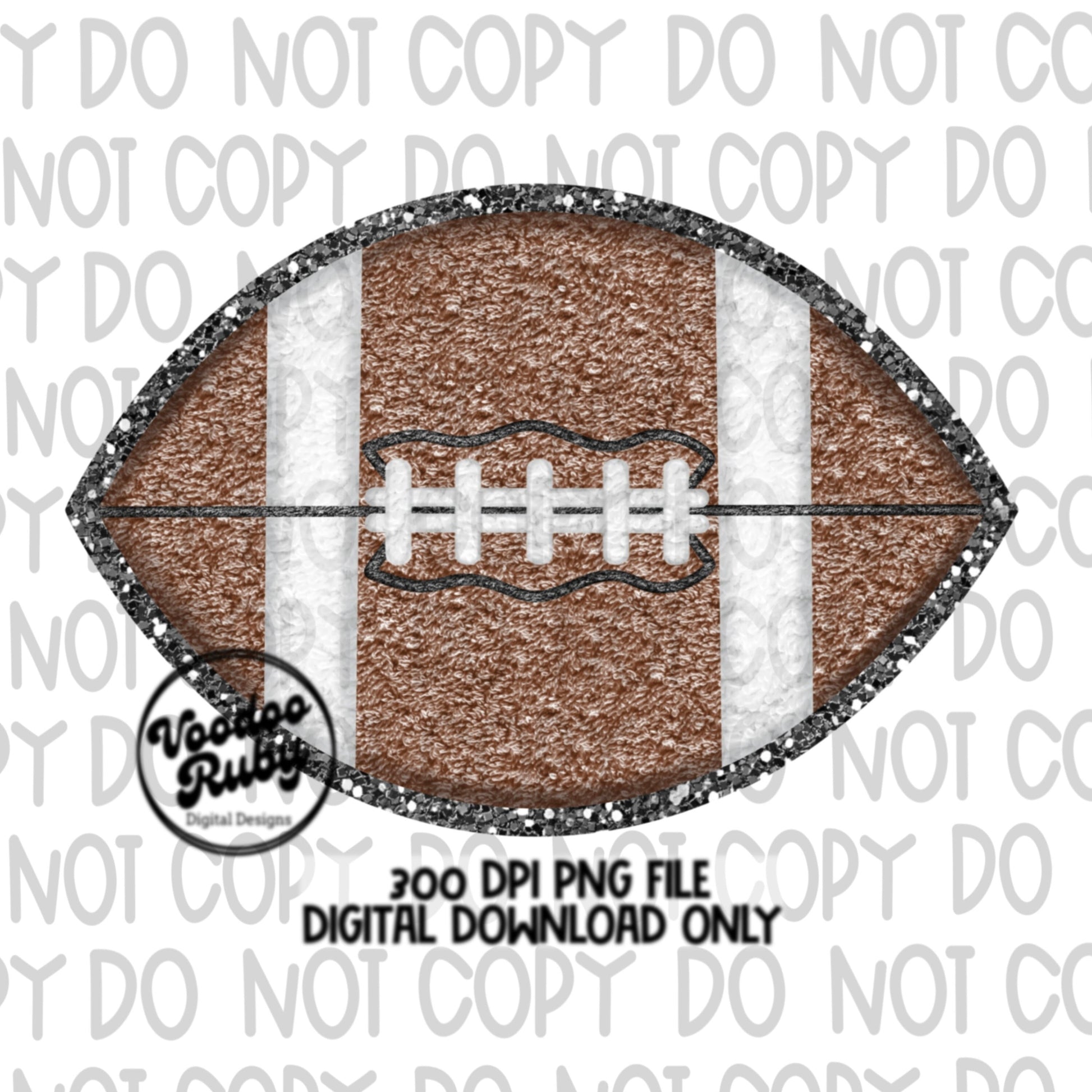 Football PNG Design Faux Chenille Patches Faux Embroidery PNG Hand Drawn Digital Download Sublimation Football DTF Printable
