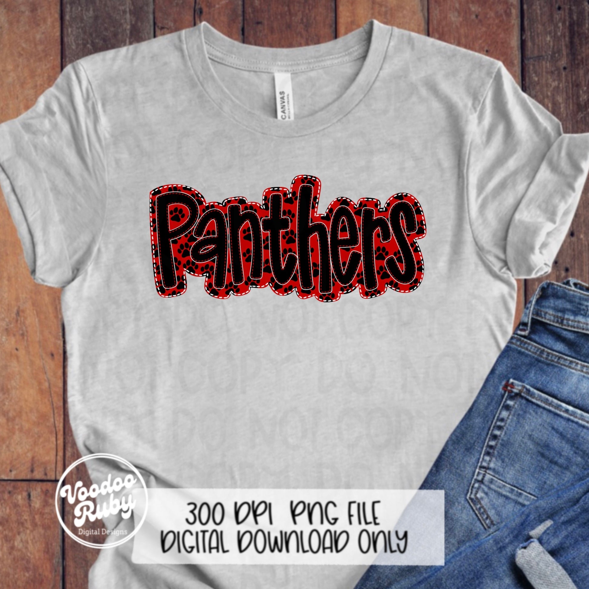 Panthers PNG Design Embroidery Faux Applique Hand Drawn Digital Download Sublimation Panthers DTF Printable Mascot Football