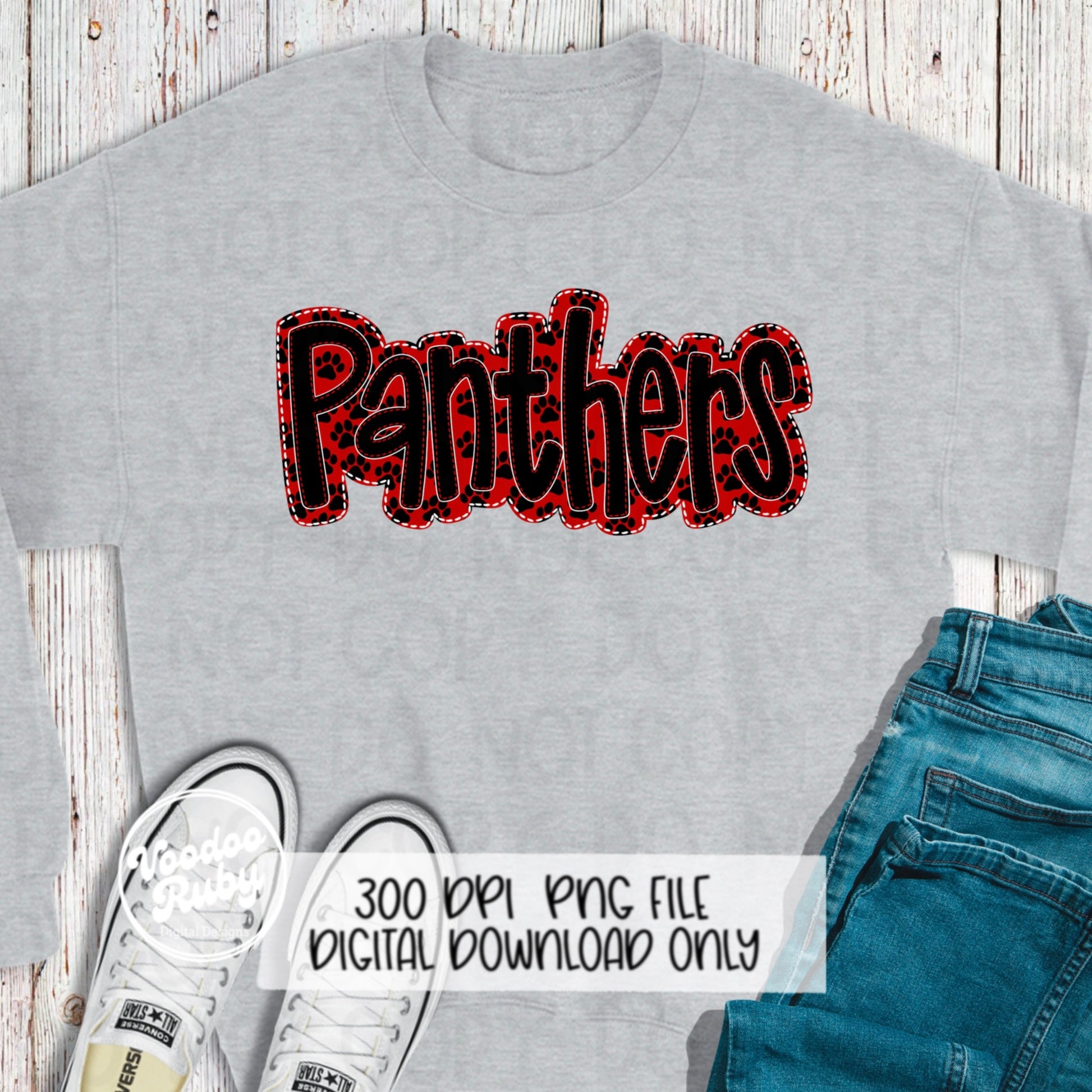 Panthers PNG Design Embroidery Faux Applique Hand Drawn Digital Download Sublimation Panthers DTF Printable Mascot Football