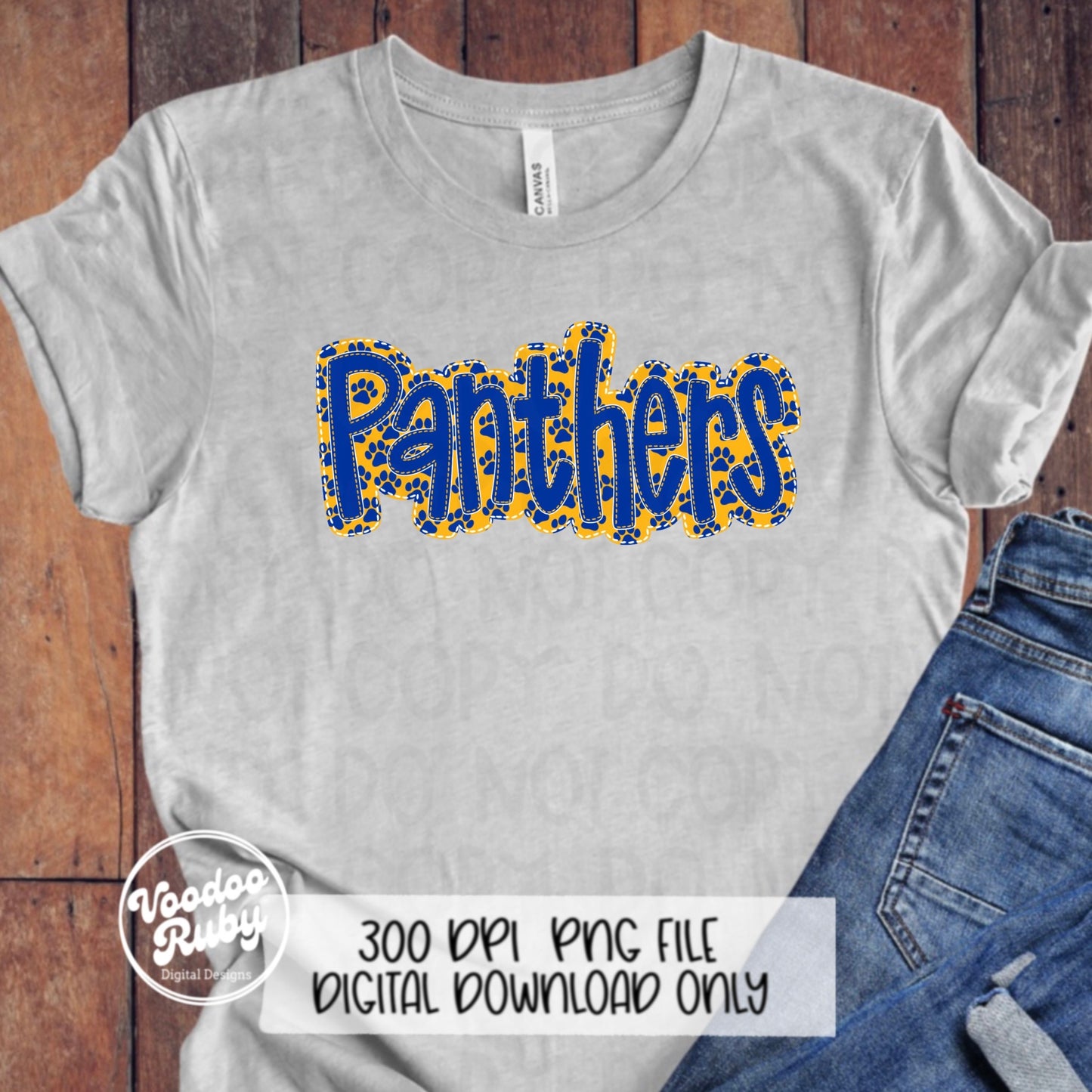 Panthers PNG Design Embroidery Faux Applique Hand Drawn Digital Download Sublimation Panthers DTF Printable Mascot Football