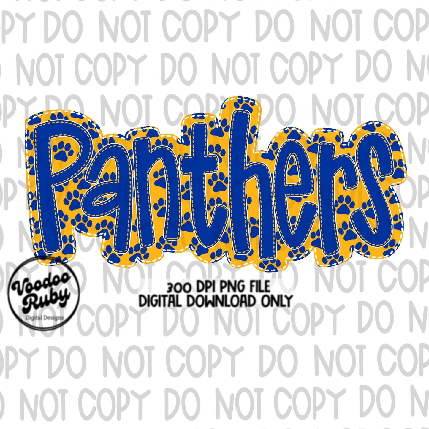 Panthers PNG Design Embroidery Faux Applique Hand Drawn Digital Download Sublimation Panthers DTF Printable Mascot Football