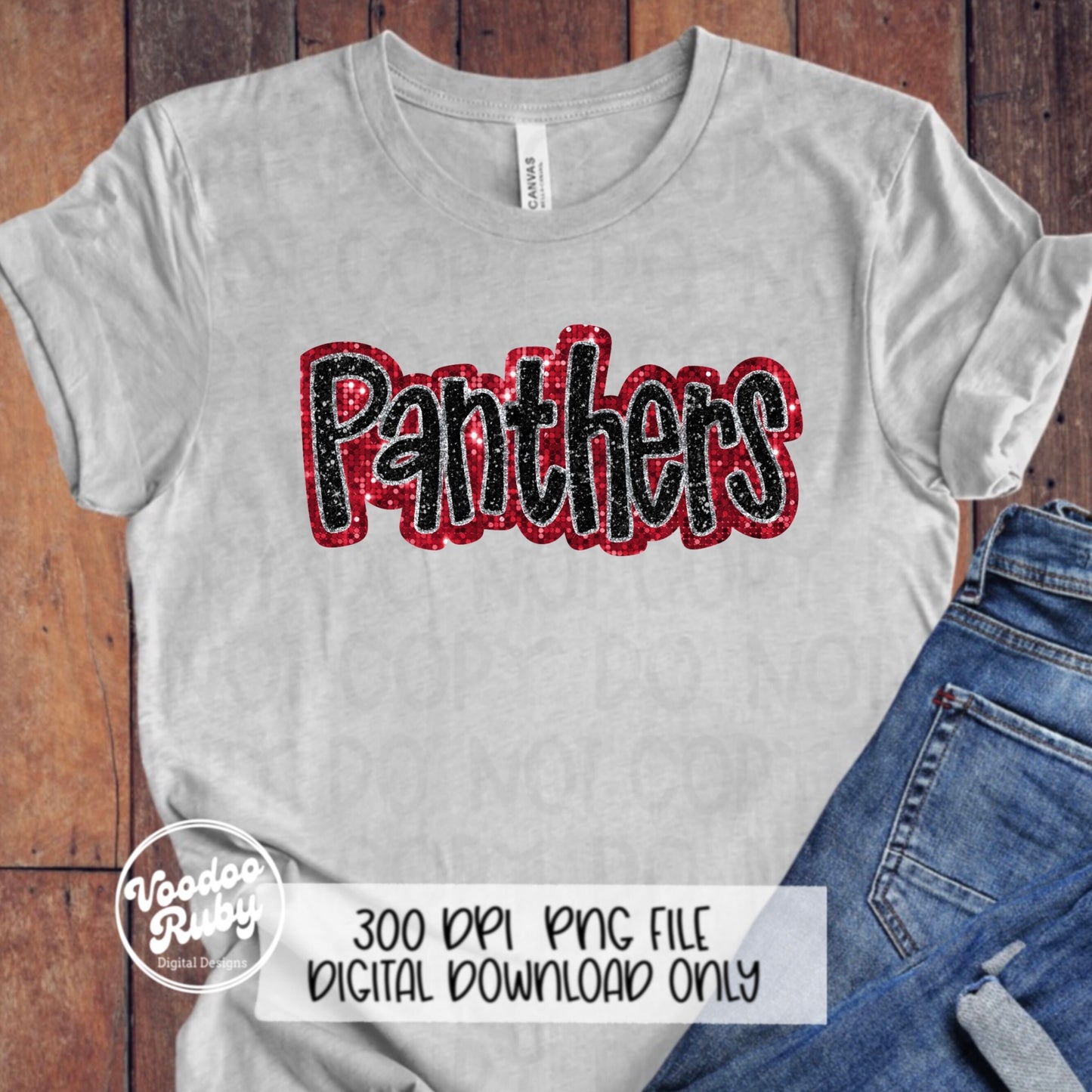 Panthers PNG Design Sequins Glitter Hand Drawn Digital Download Faux Sequins Patch PNG Printable Faux Appliqué Panthers Football DTF