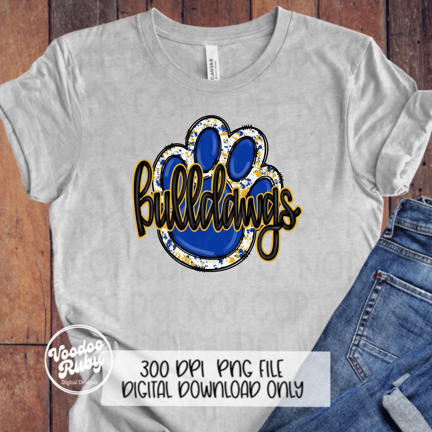 Bulldawgs Paw Mascot PNG: Hand Drawn Sublimation Design (Digital Download)