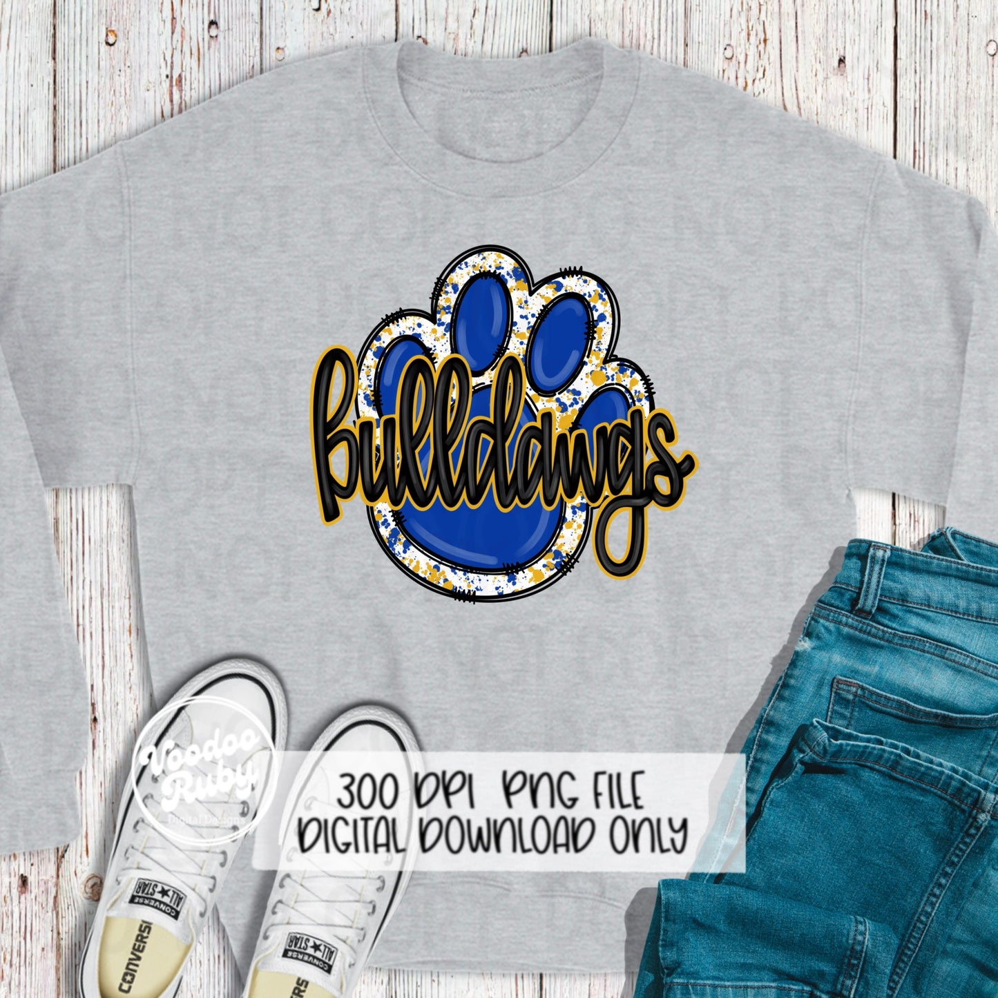 Bulldawgs Paw Mascot PNG: Hand Drawn Sublimation Design (Digital Download)