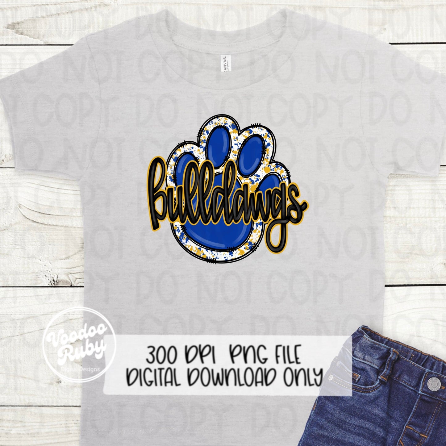 Bulldawgs Paw Mascot PNG: Hand Drawn Sublimation Design (Digital Download)