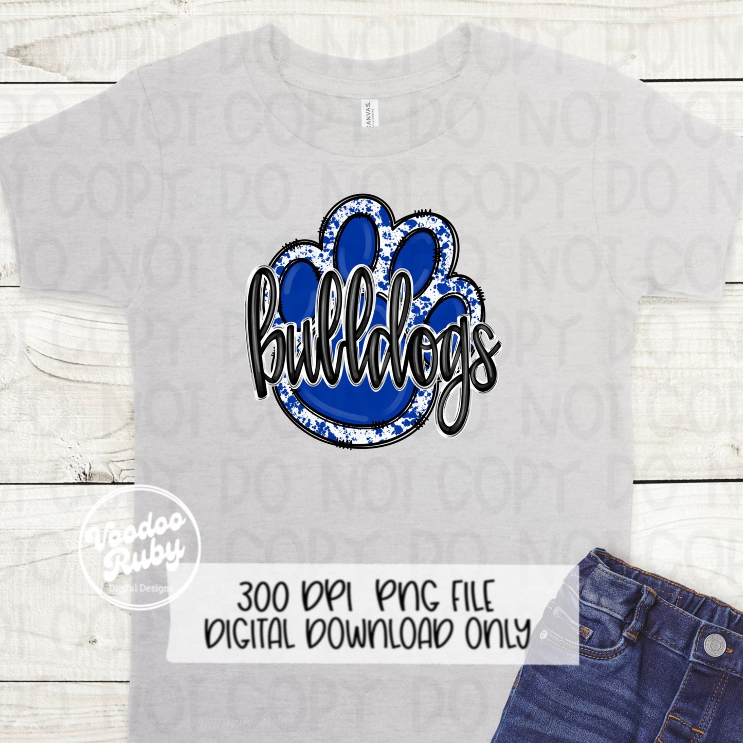 Bulldogs PNG Design Sublimation Hand Drawn Digital Download Football png Blue Bulldogs Paw Mascot DTF Printable Clip Art Cheer png