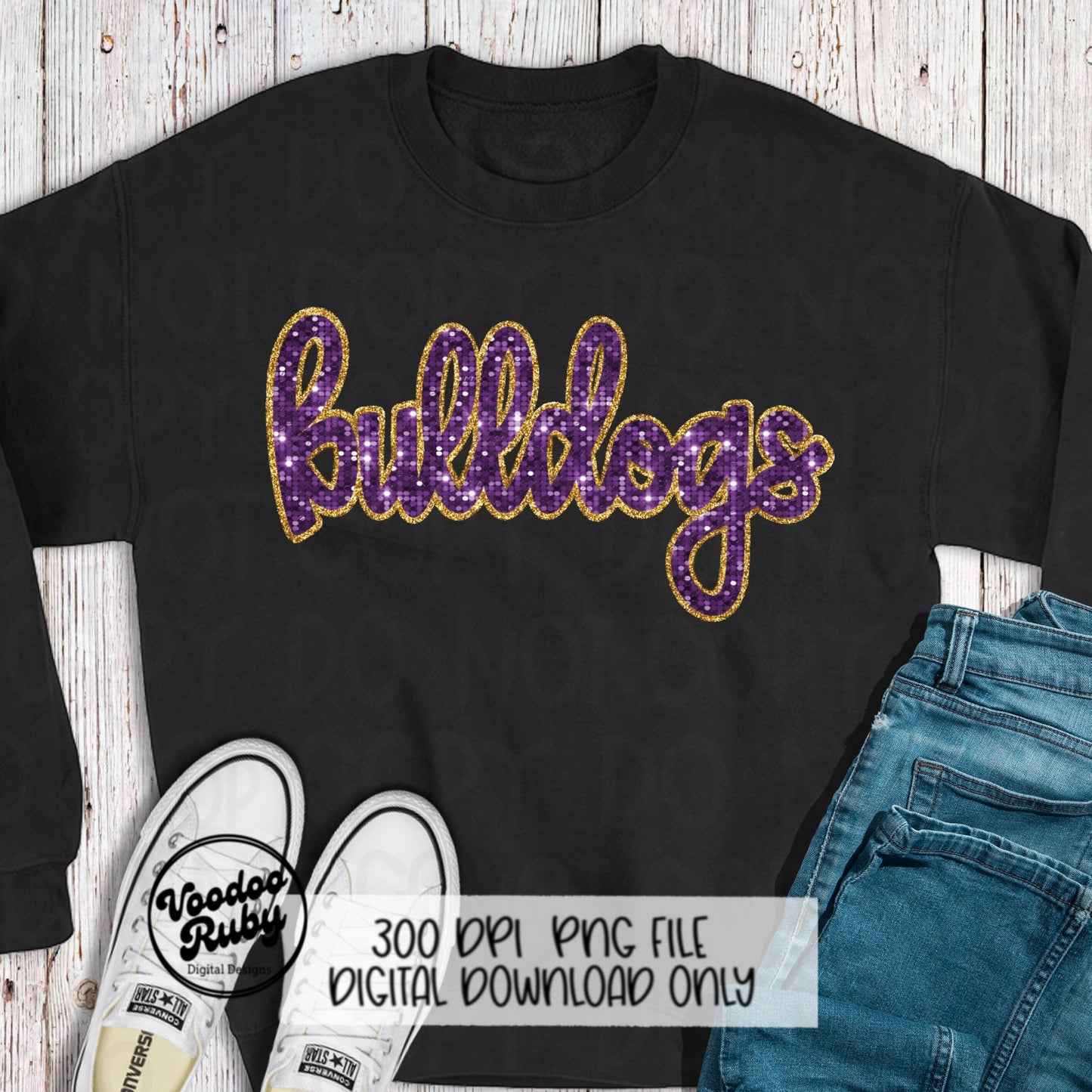 Bulldogs PNG Design Sequins Glitter Hand Drawn Digital Download Faux Sequins PNG Printable Clip Art Faux Appliqué Bulldogs Football DTF