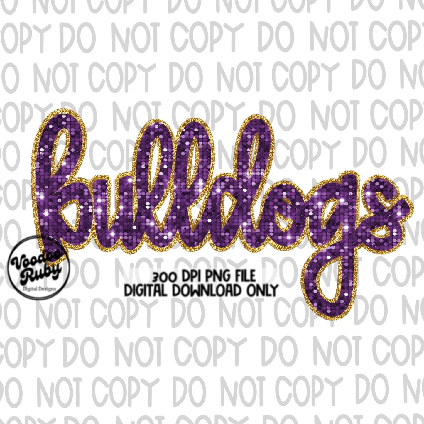 Bulldogs PNG Design Sequins Glitter Hand Drawn Digital Download Faux Sequins PNG Printable Clip Art Faux Appliqué Bulldogs Football DTF