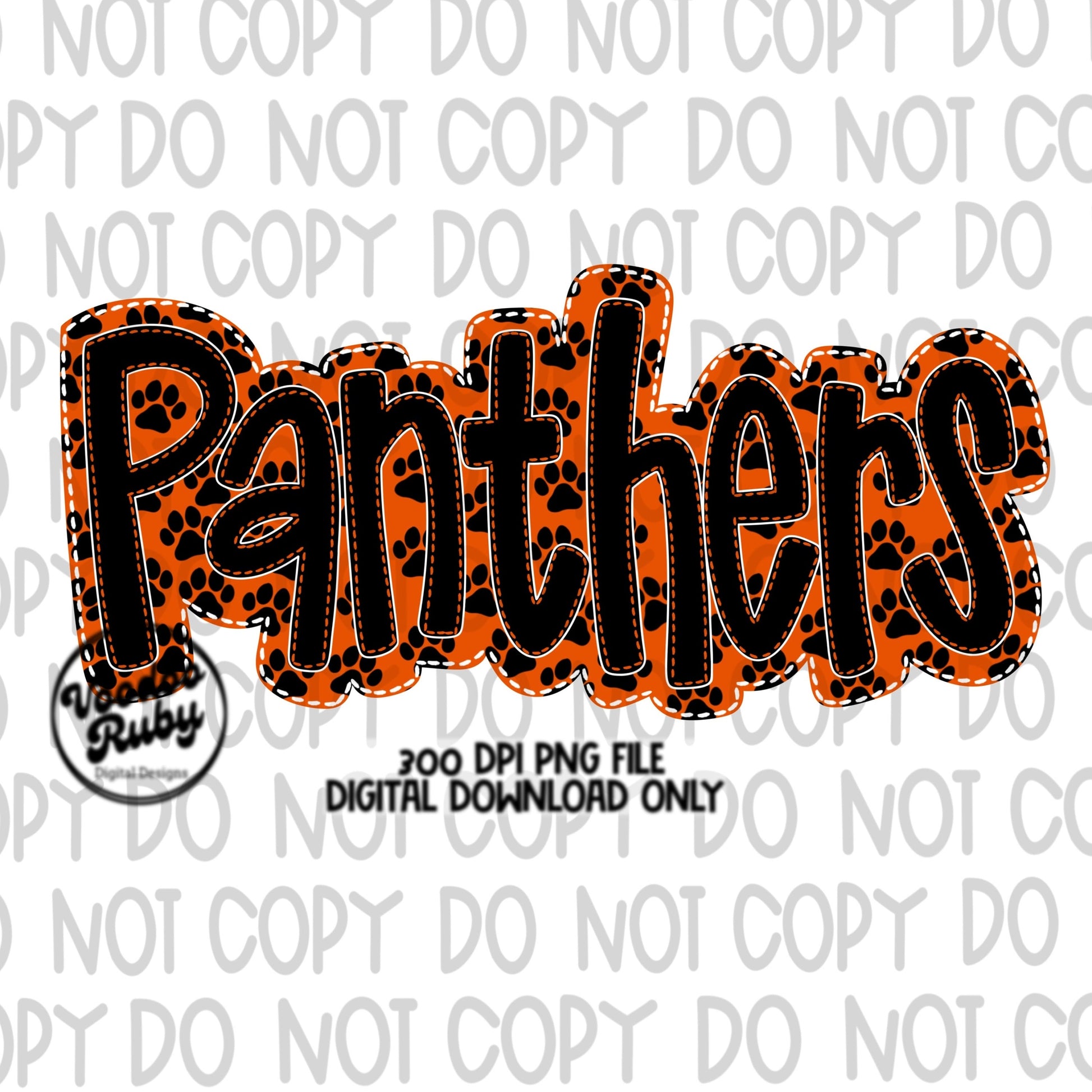 Panthers PNG Design Embroidery Faux Applique Hand Drawn Digital Download Sublimation Panthers PNG Football png Orange Panthers DTF Printable