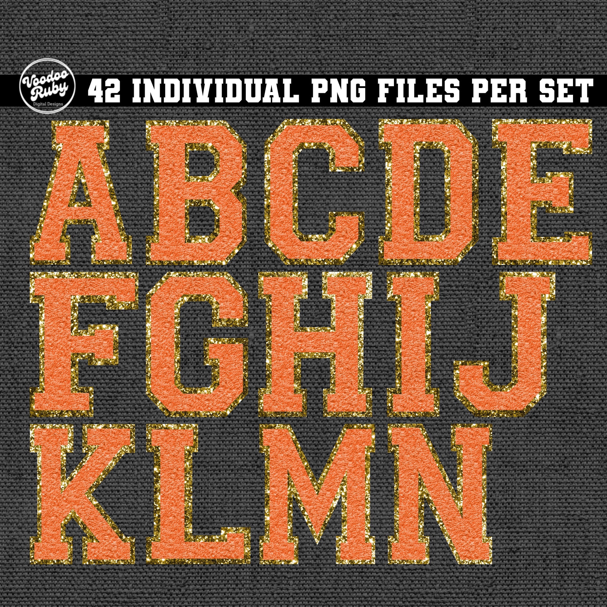 Chenille Alphabet & Numbers PNG Bundle: Sports Font, Sublimation, DTF Printable (Digital Download)