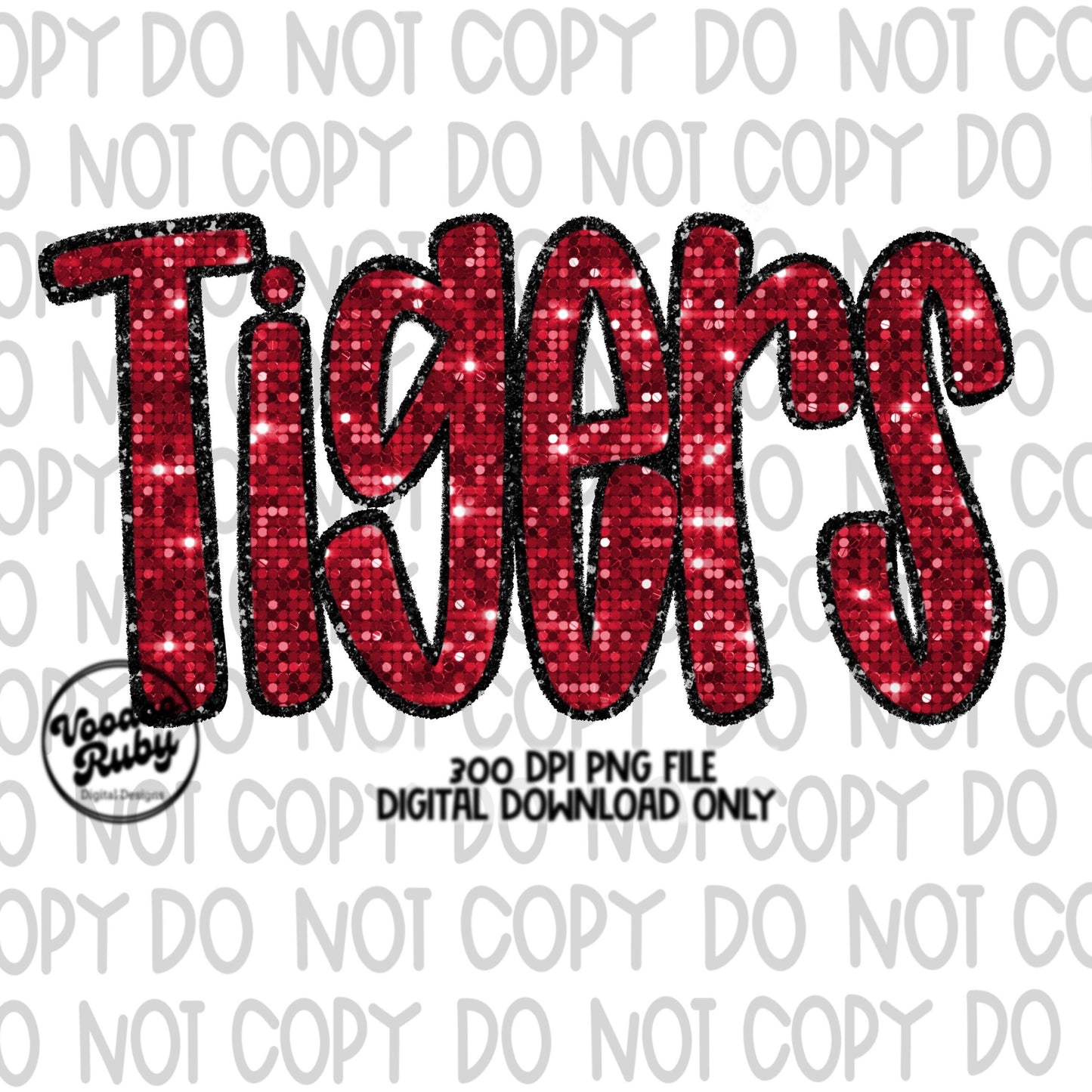 Tigers PNG Design Sequins Glitter Hand Drawn Digital Download Faux Sequins Patch PNG Printable Clip Art Faux Appliqué Tigers Football DTF
