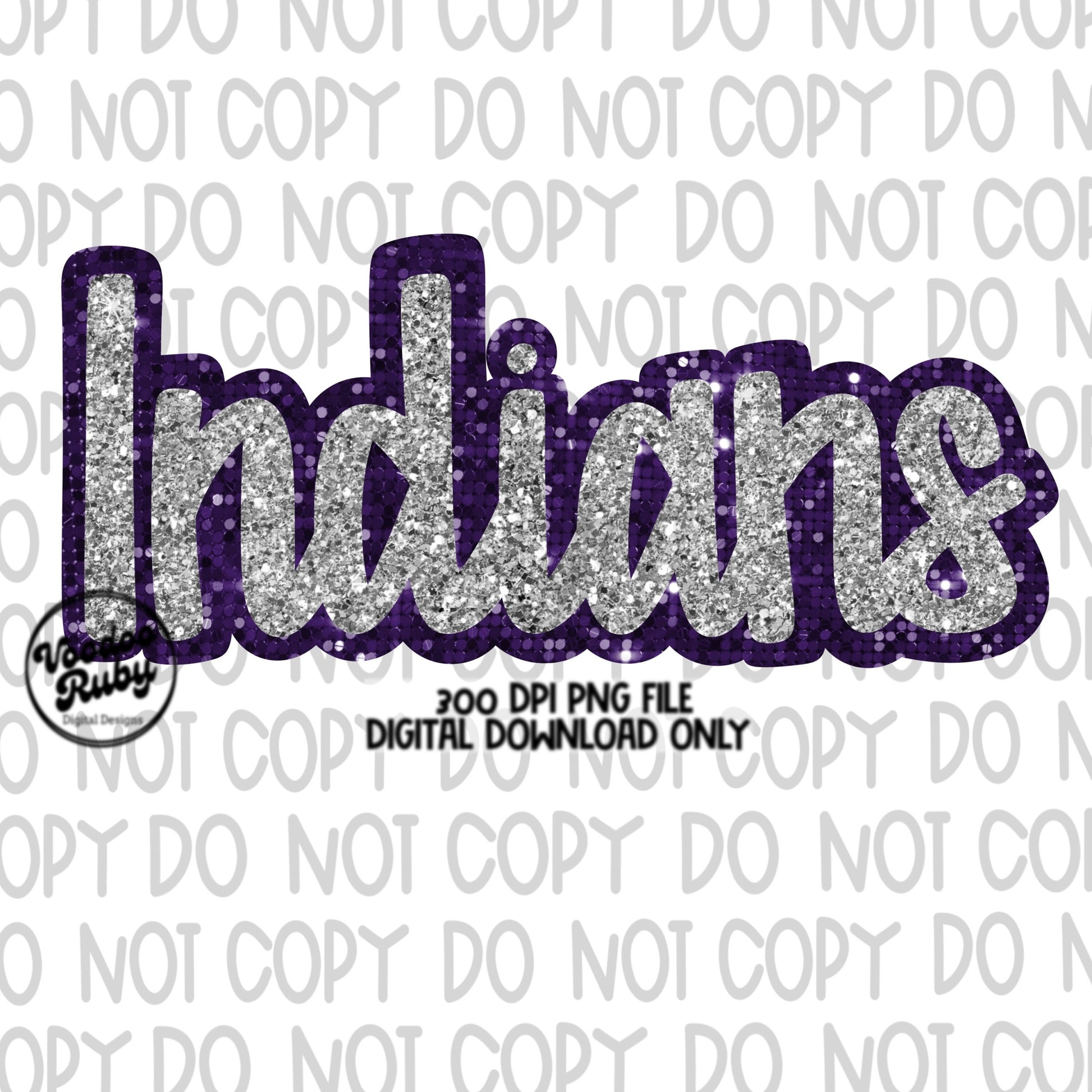 Indians PNG Design Sequins Glitter Hand Drawn Digital Download Faux Sequins Patch PNG Printable Clip Art Faux Appliqué Indians Football DTF