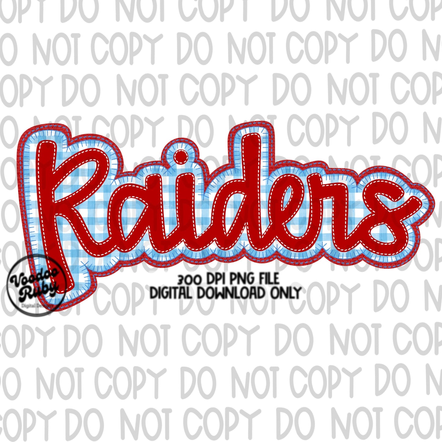 Raiders PNG Design Embroidery Faux Applique Hand Drawn Digital Download Sublimation Raiders PNG Football png Blue Red Raiders DTF Printable