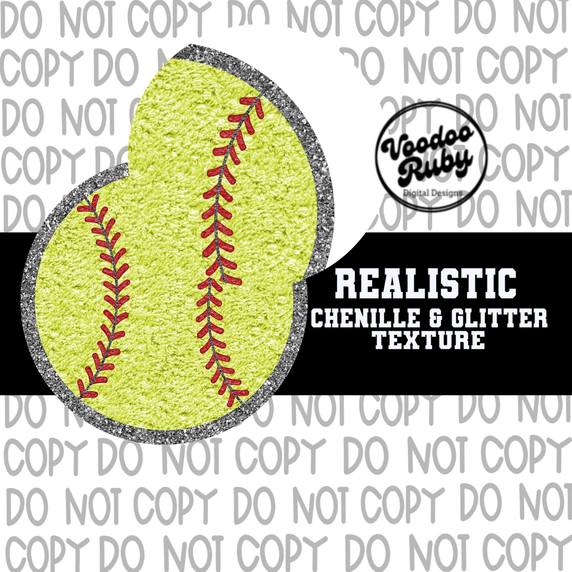 Softball PNG Design Faux Chenille Patches Faux Embroidery PNG Hand Drawn Digital Download Sublimation Softball DTF Printable