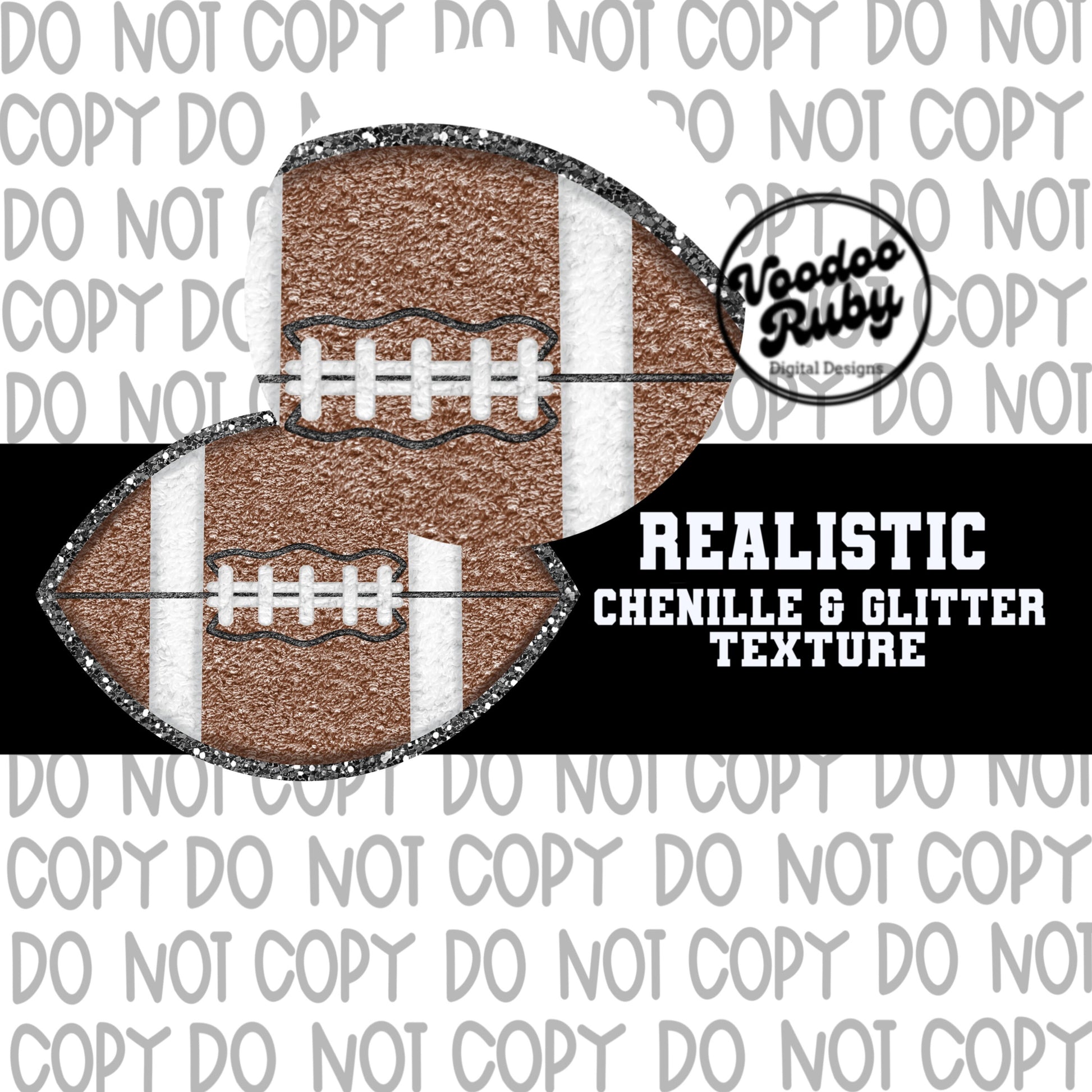Football PNG Design Faux Chenille Patches Faux Embroidery PNG Hand Drawn Digital Download Sublimation Football DTF Printable