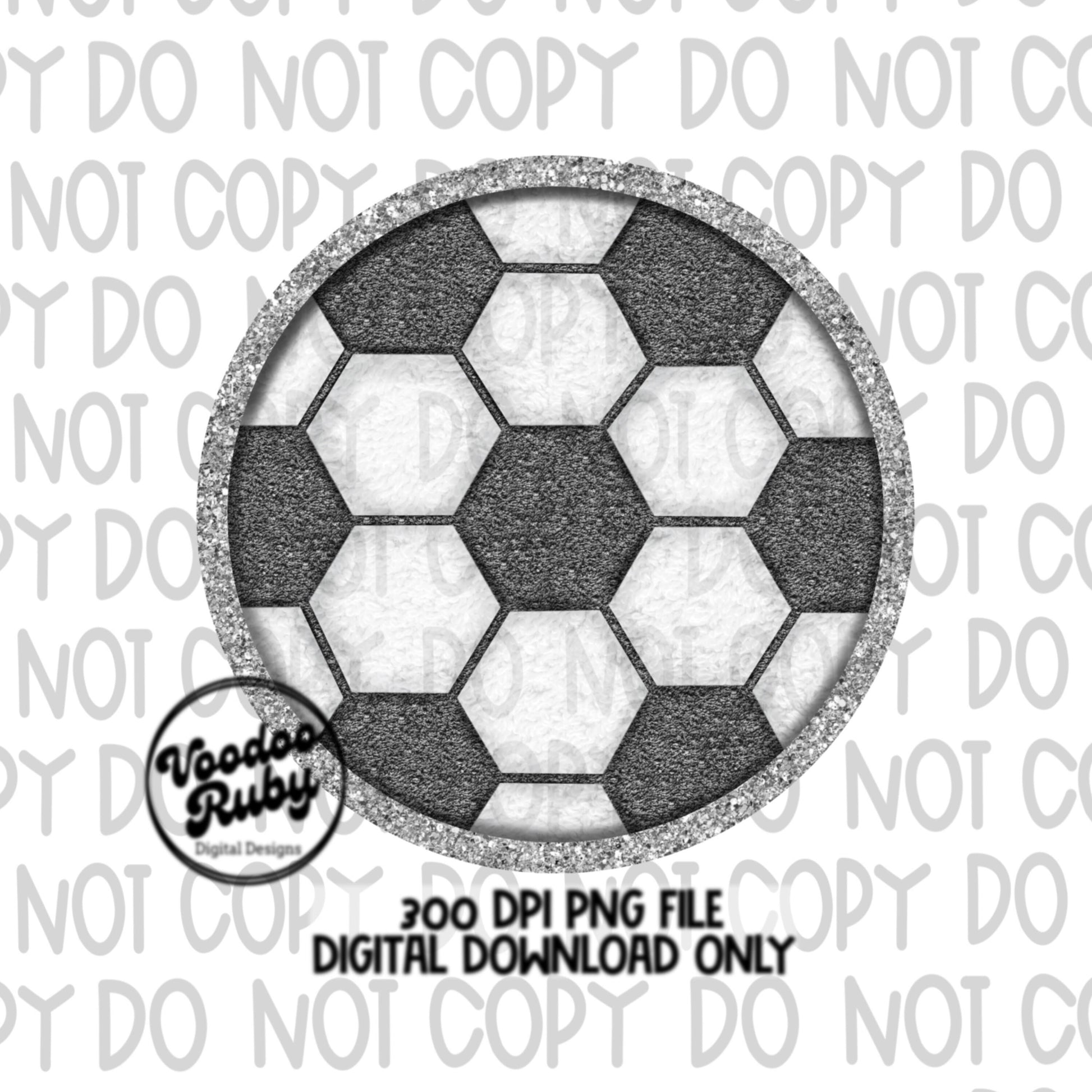 Soccer PNG Design Faux Chenille Patch Faux Embroidery PNG Hand Drawn Digital Download Sublimation Soccer DTF Printable