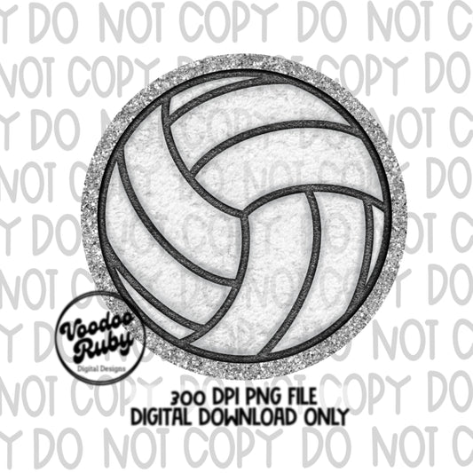 Volleyball PNG Design Faux Chenille Patch Faux Embroidery Hand Drawn Digital Download Sublimation Volleyball DTF Printable