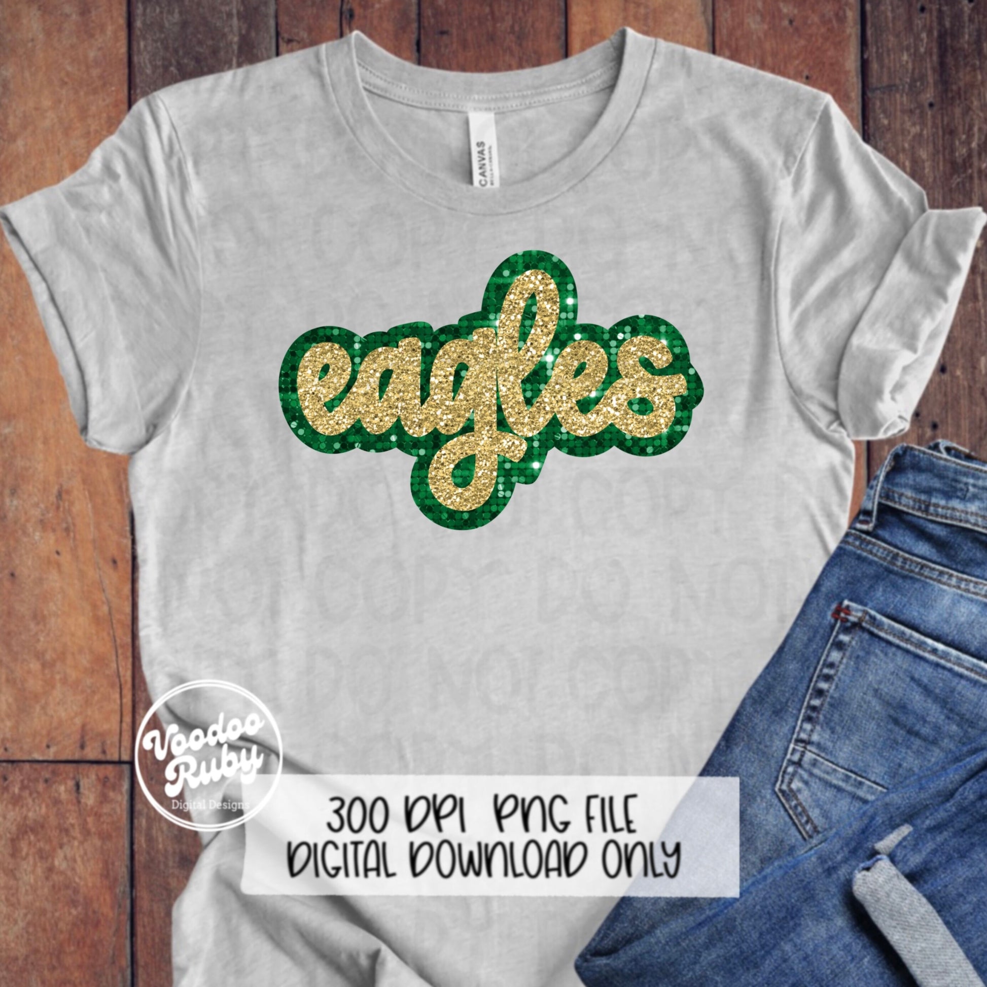 Eagles PNG Design Sequins Glitter Hand Drawn Digital Download Faux Sequins Patch PNG Printable Clip Art Faux Appliqué Eagles Football DTF