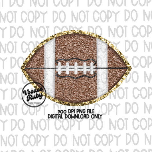 Football PNG Design Faux Chenille Patch Faux Embroidery png Hand Drawn Digital Download Sublimation Football DTF Printable