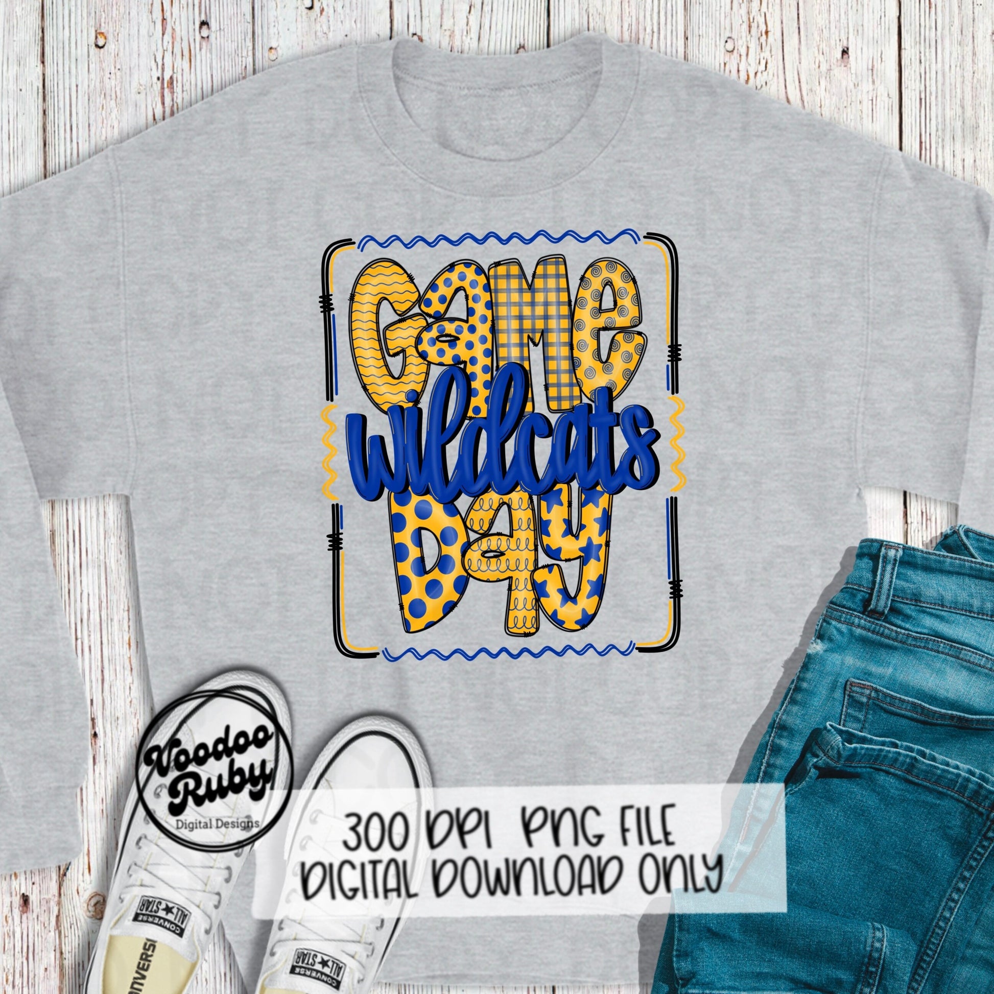 Wildcats PNG Design Hand Drawn Digital Download Sublimation Game Day PNG Wildcats Game Day Doodle Letters Football DTF Printable