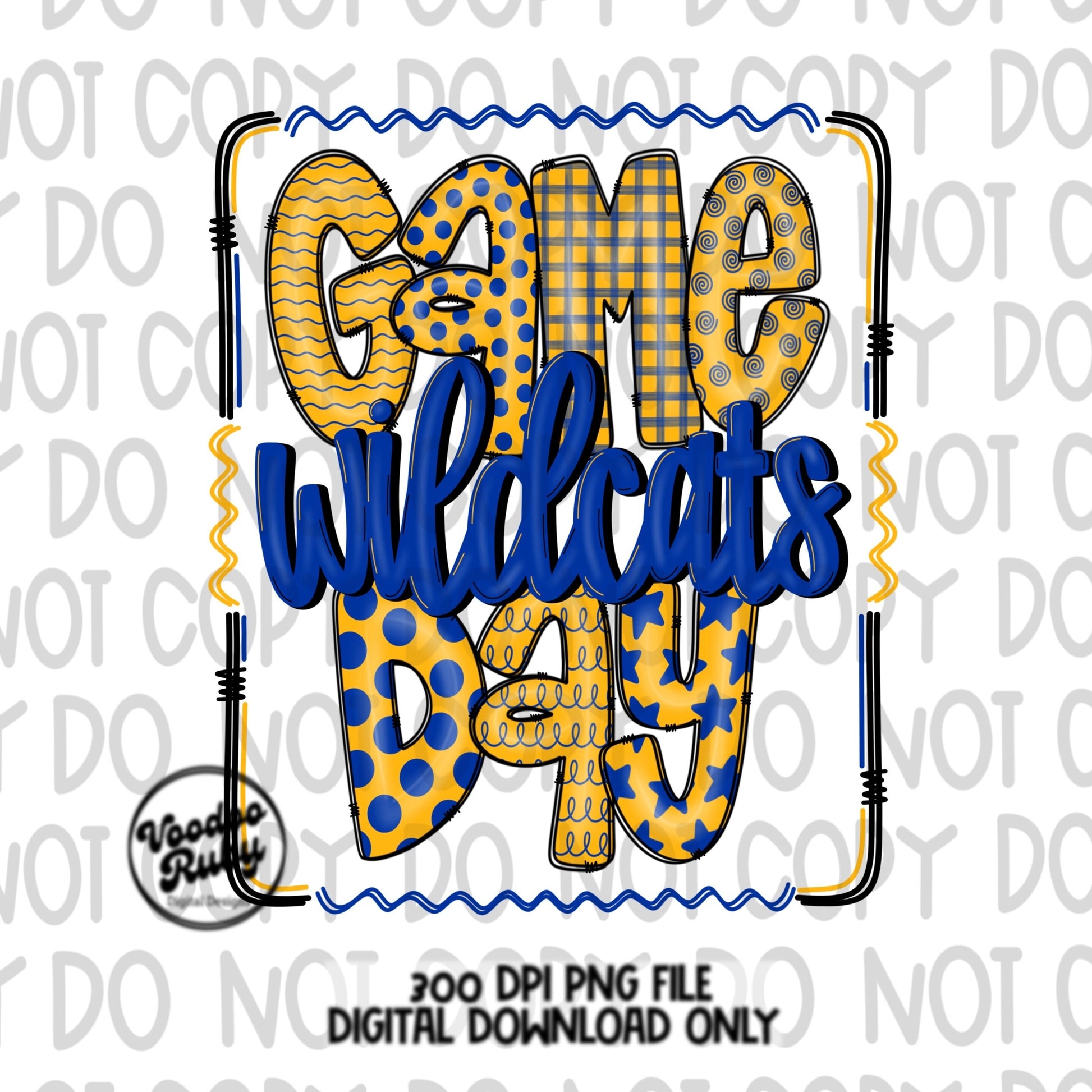 Wildcats PNG Design Hand Drawn Digital Download Sublimation Game Day PNG Wildcats Game Day Doodle Letters Football DTF Printable