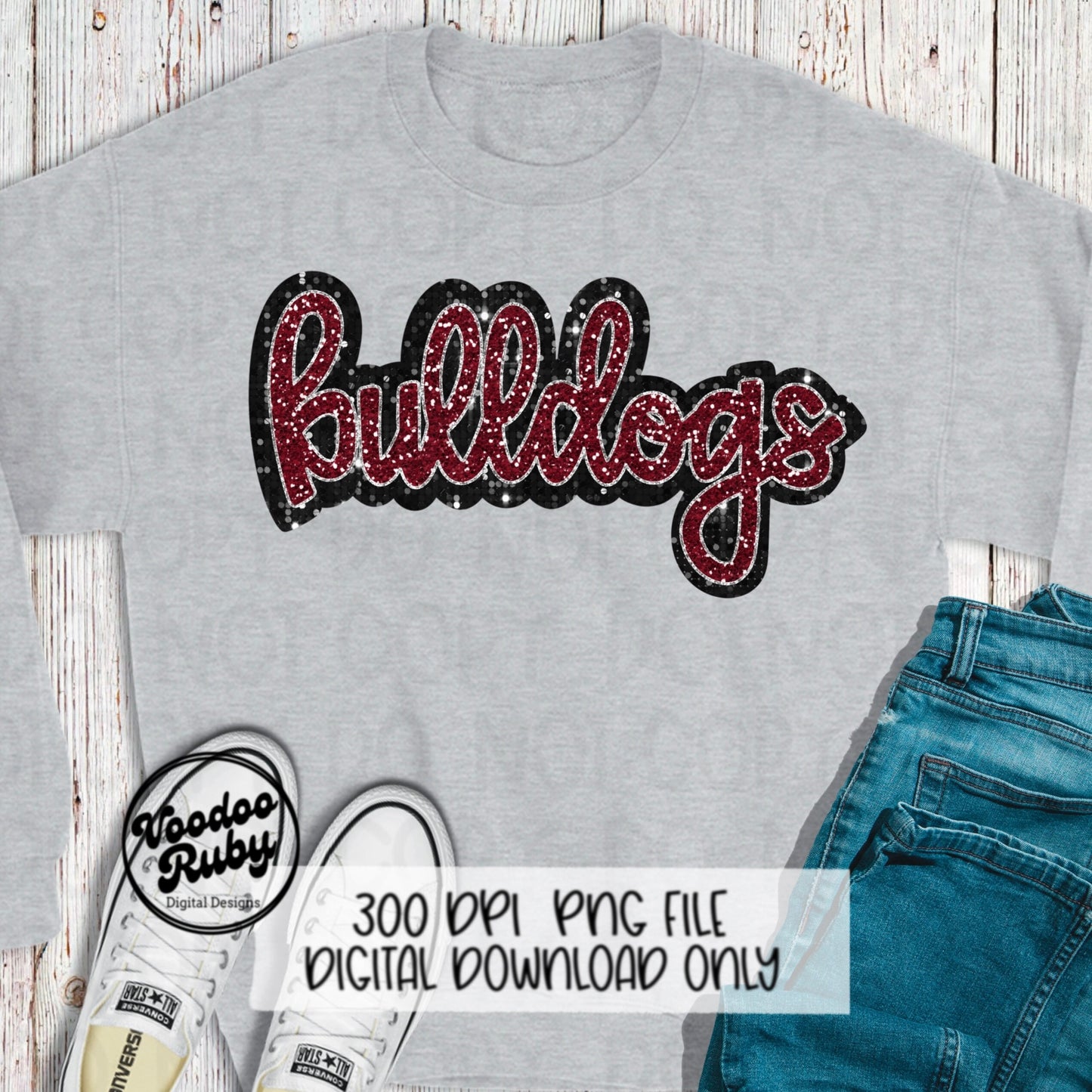 Bulldogs PNG Design Sequins Glitter Hand Drawn Digital Download Faux Sequins Patch PNG Printable Clip Art Faux Appliqué Bulldog Football DTF